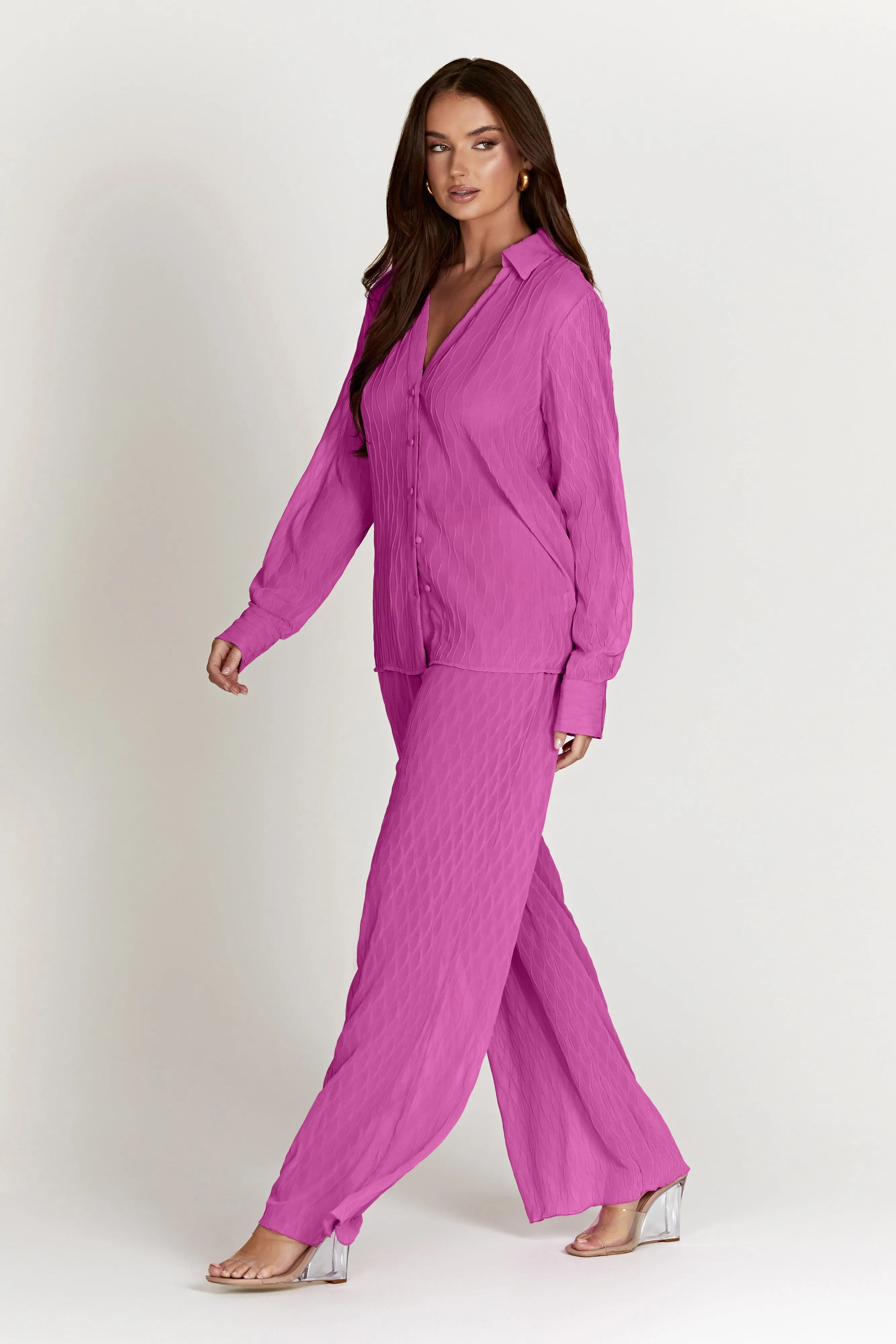 Karla Wave Pleat Pant - Rose Pink sold by Meshki product image thumbnail 4