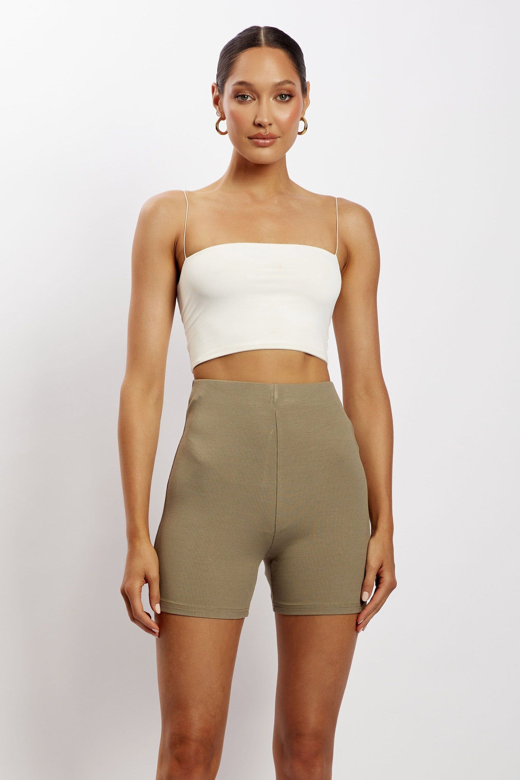 Lisa Ribbed Booty Short - Moss sold by Meshki