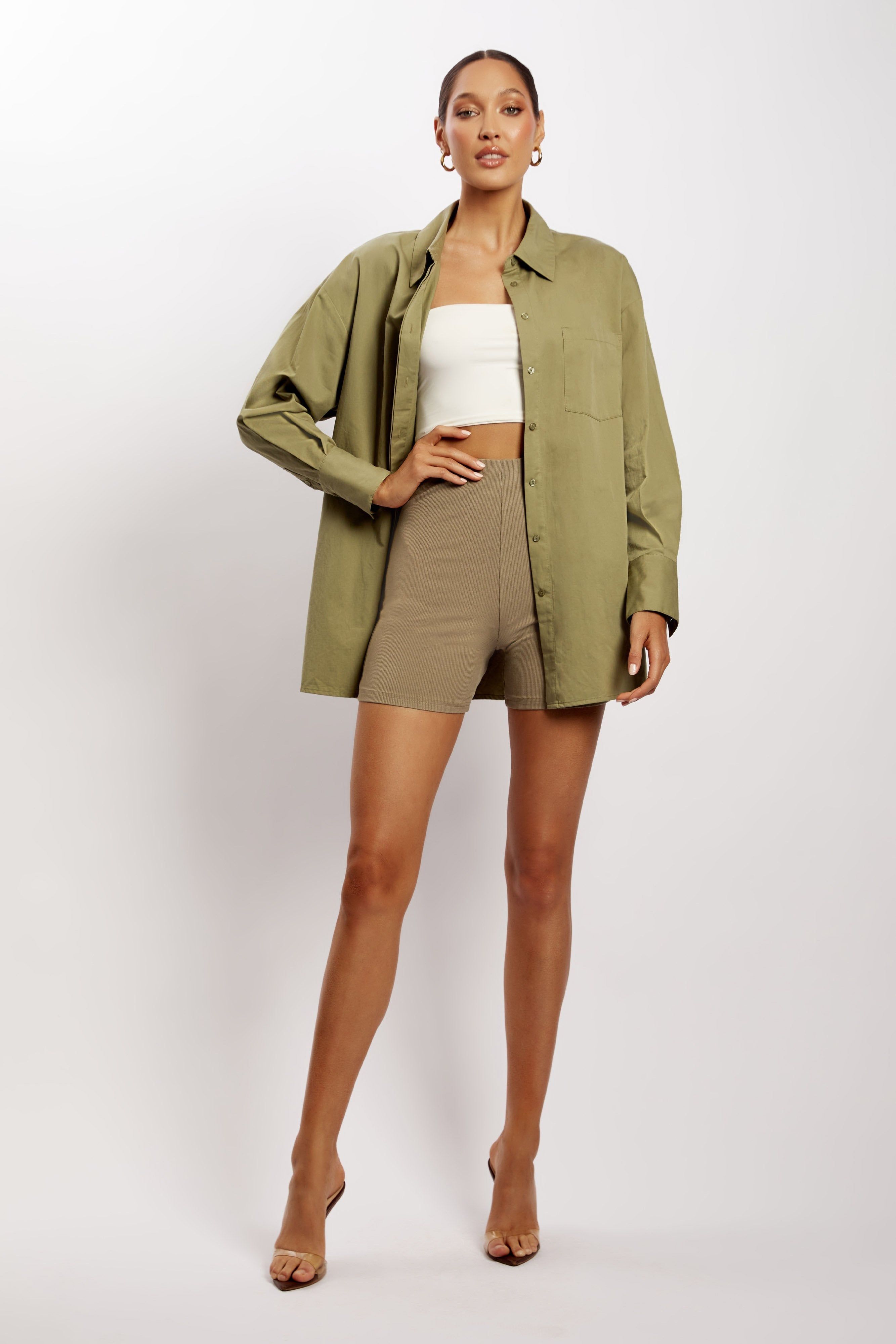 Lisa Ribbed Booty Short - Moss sold by Meshki product image thumbnail 5