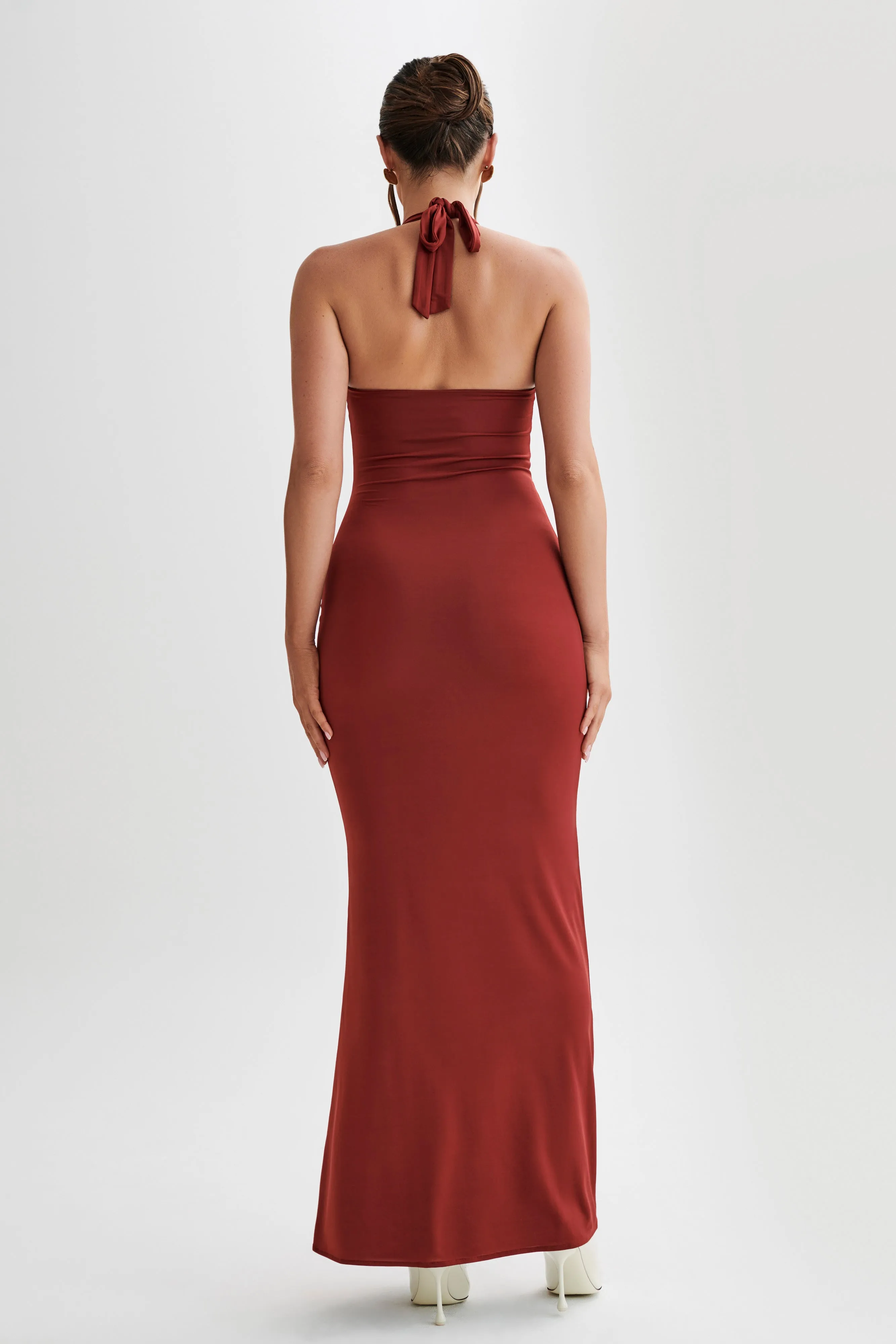 Ginevra Slinky Halter Maxi Dress - Cherry Red sold by Meshki product image thumbnail 2