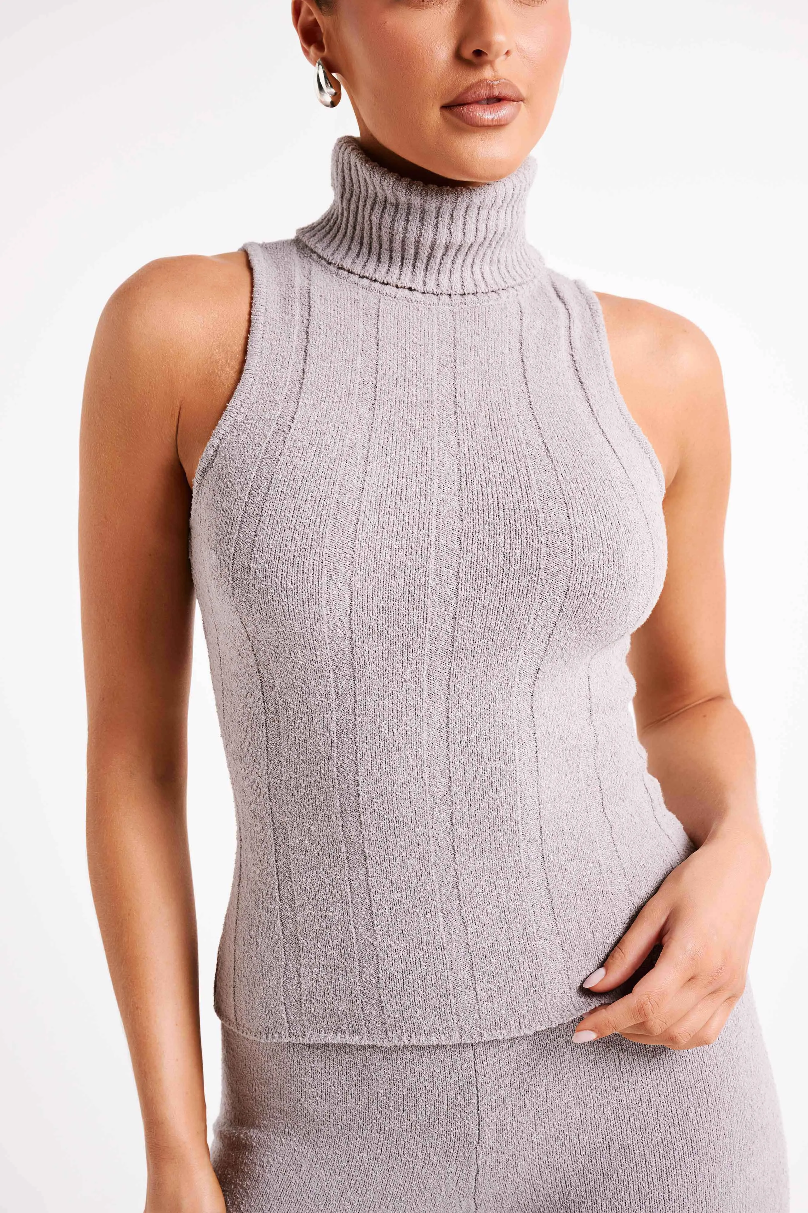 Angelina Ribbed Turtleneck - Grey Marle sold by Meshki product image thumbnail 2