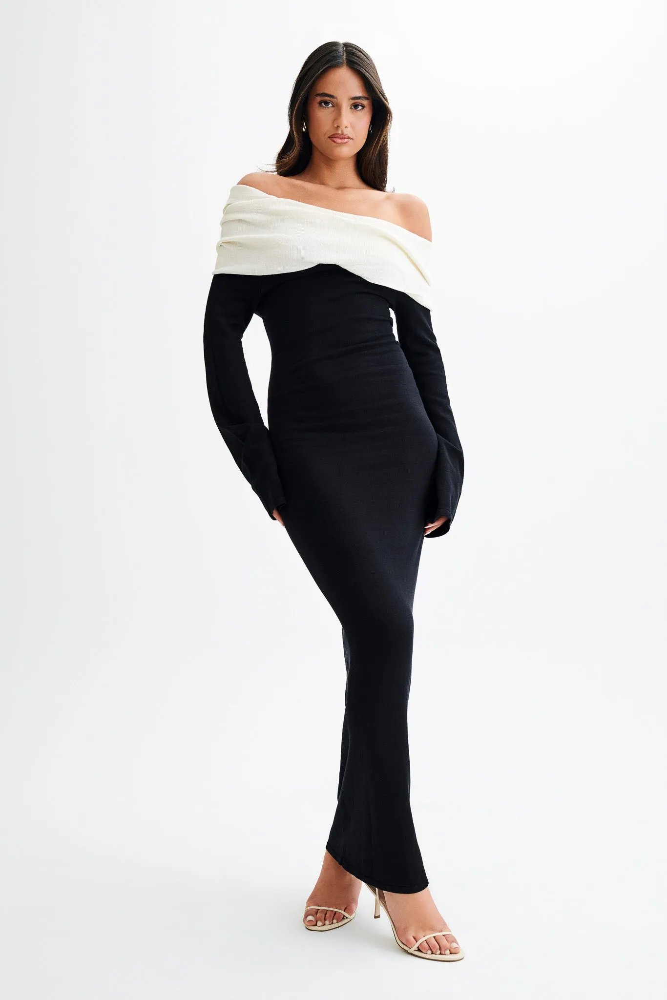 Yoko Contrast Knit Maxi Dress - Black/White sold by Meshki product image thumbnail 5