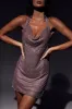 Meilani Low Back Diamante Mesh Mini Dress - Pink sold by Meshki