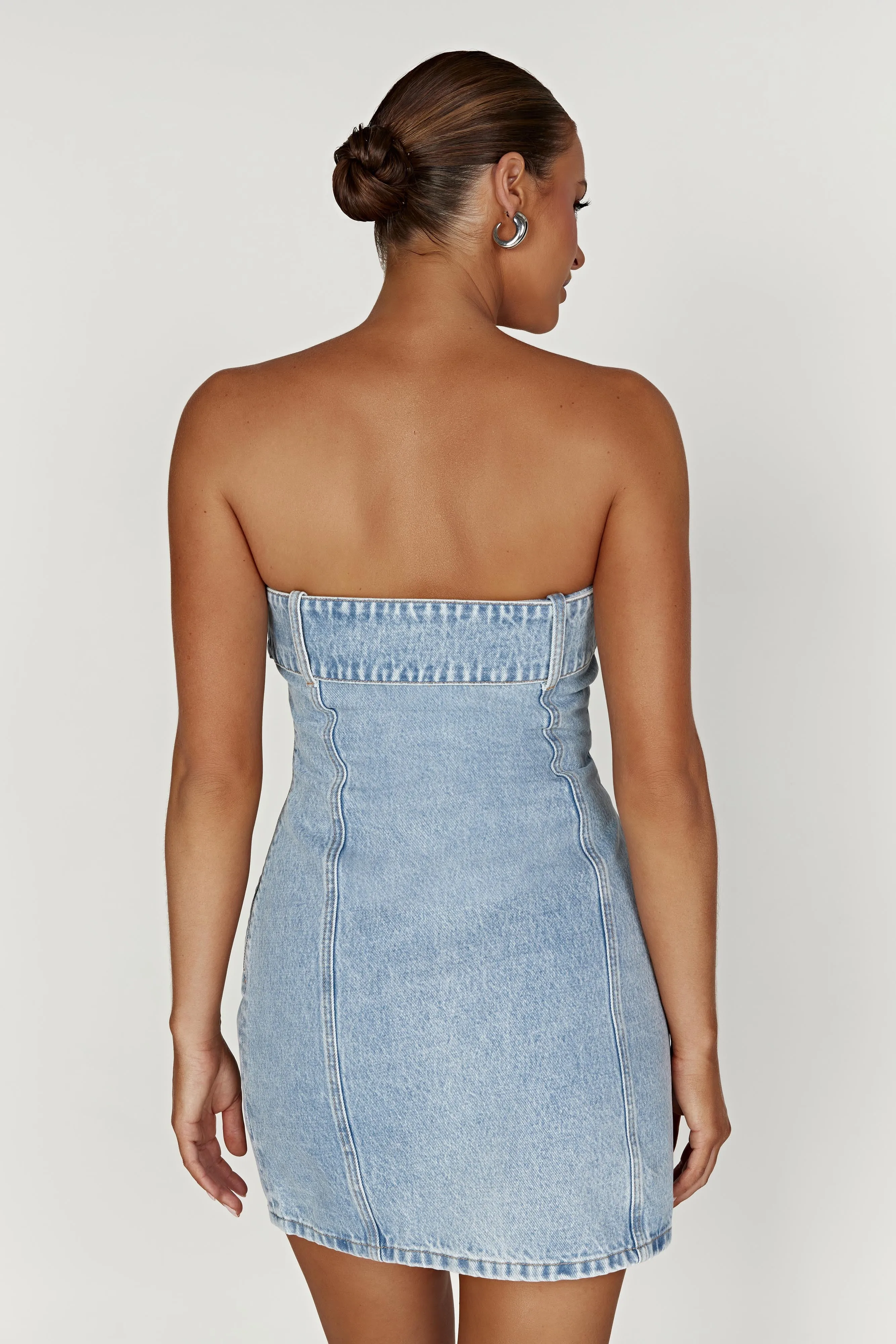 Teddi Denim Mini Dress - Mid Blue sold by Meshki product image thumbnail 2