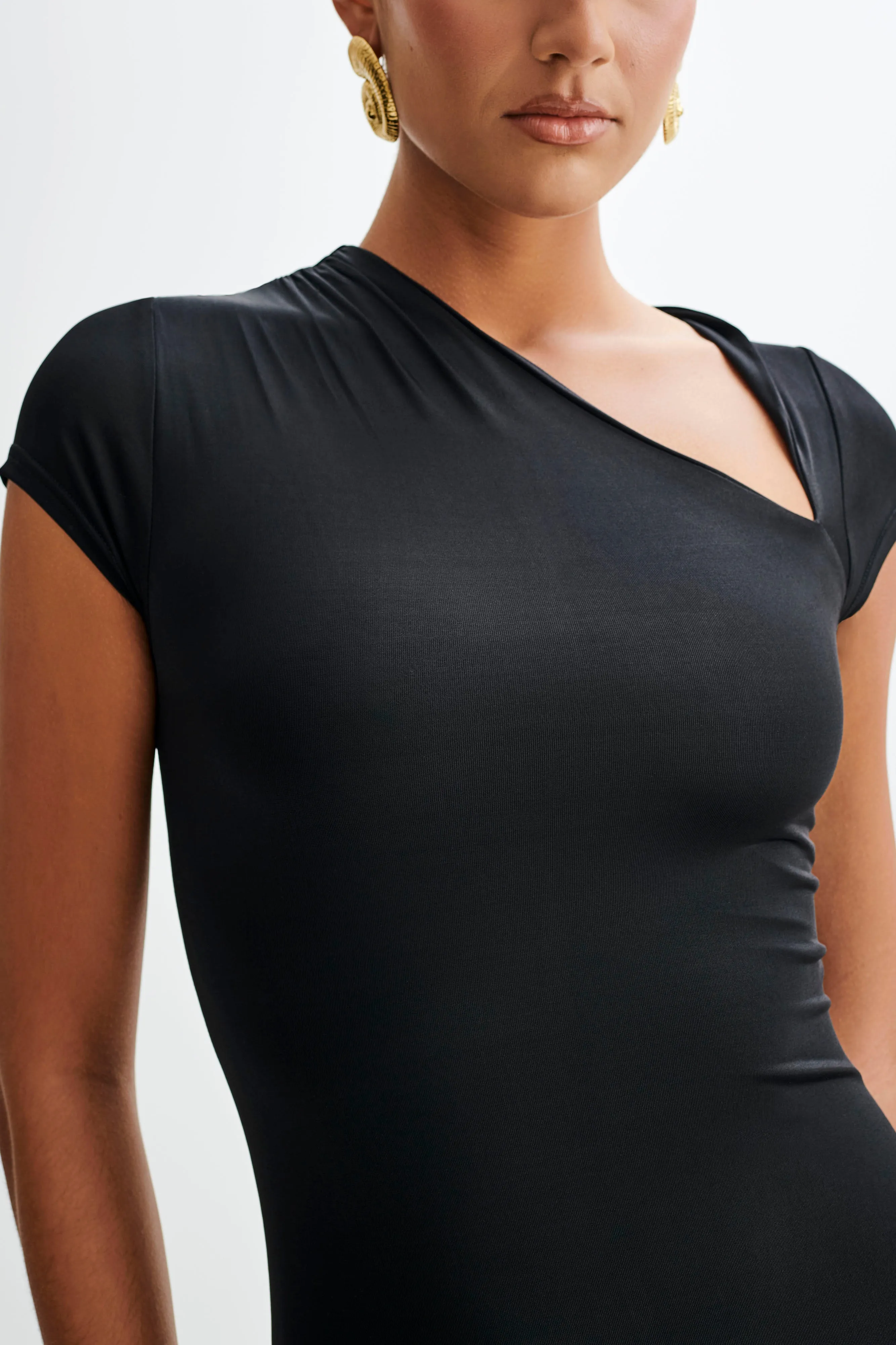 Ilaria Slinky Maxi Dress With Cut Out - Black sold by Meshki product image thumbnail 3