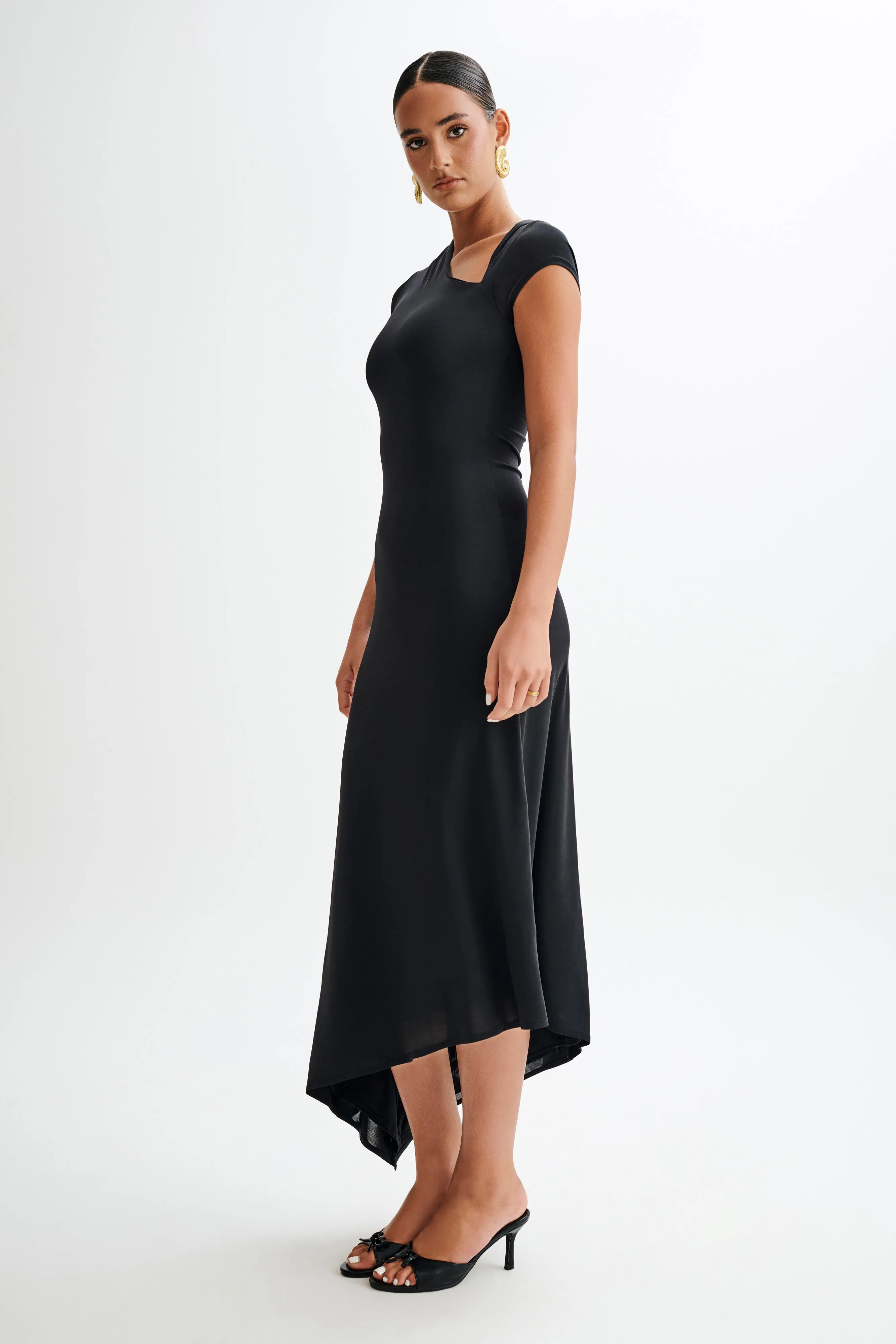 Ilaria Slinky Maxi Dress With Cut Out - Black sold by Meshki product image thumbnail 4