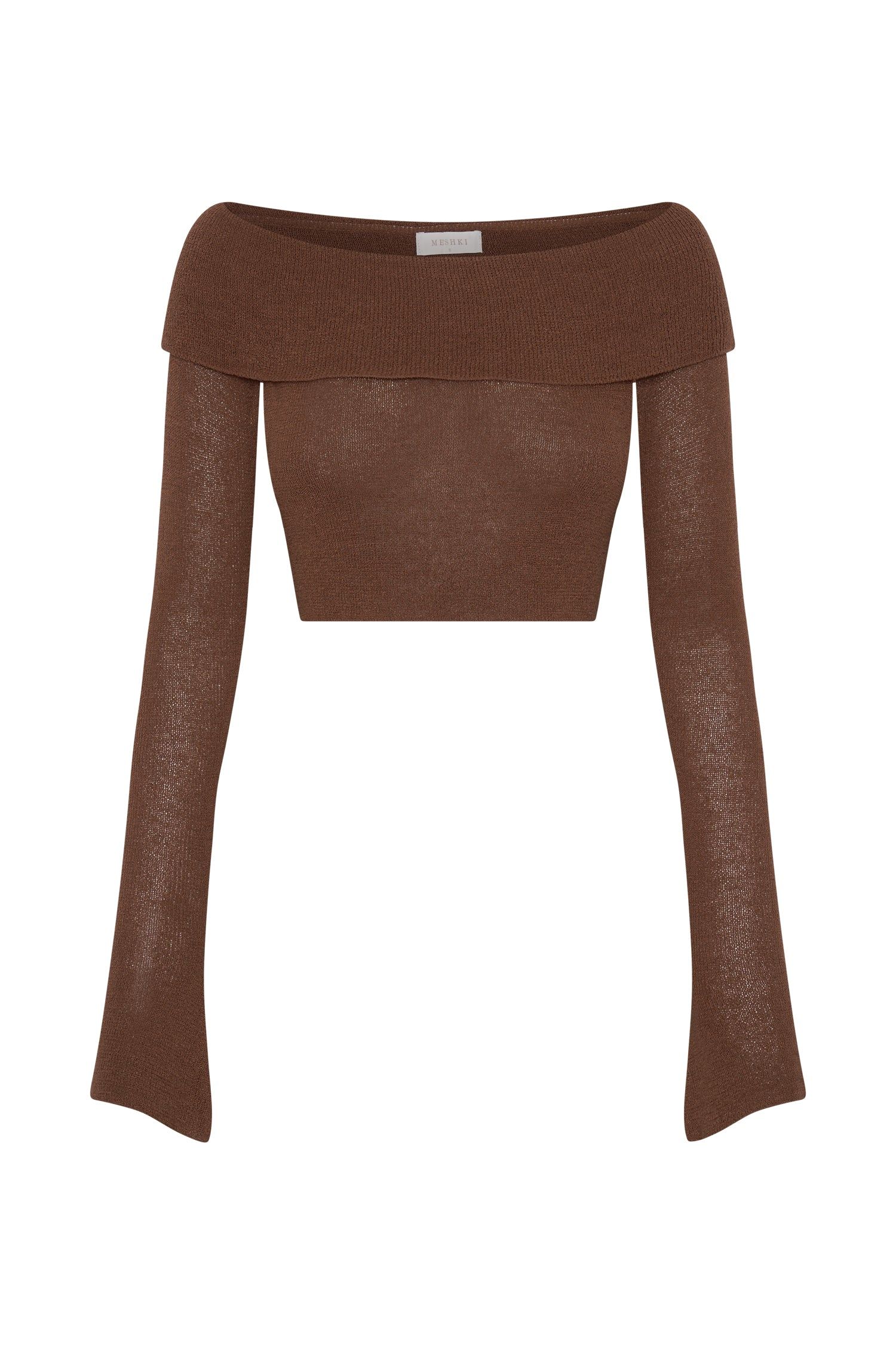 Esme Off-Shoulder Long Sleeve Knit Top - Clay sold by Meshki product image thumbnail 9