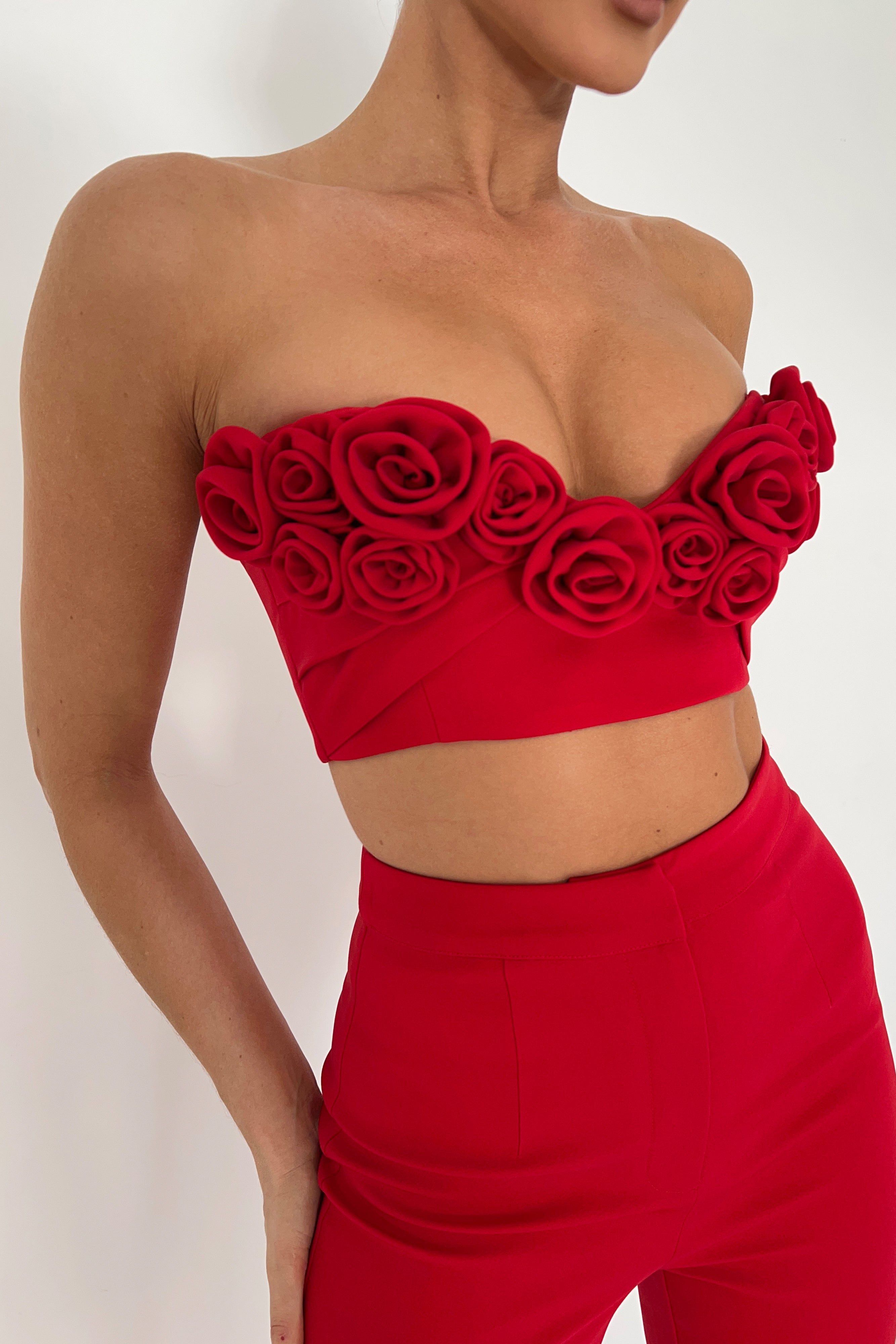 Paloma Rose Crop Top - Red sold by Meshki