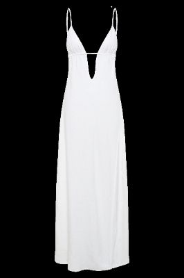 Effie Linen Maxi Dress - White sold by Meshki