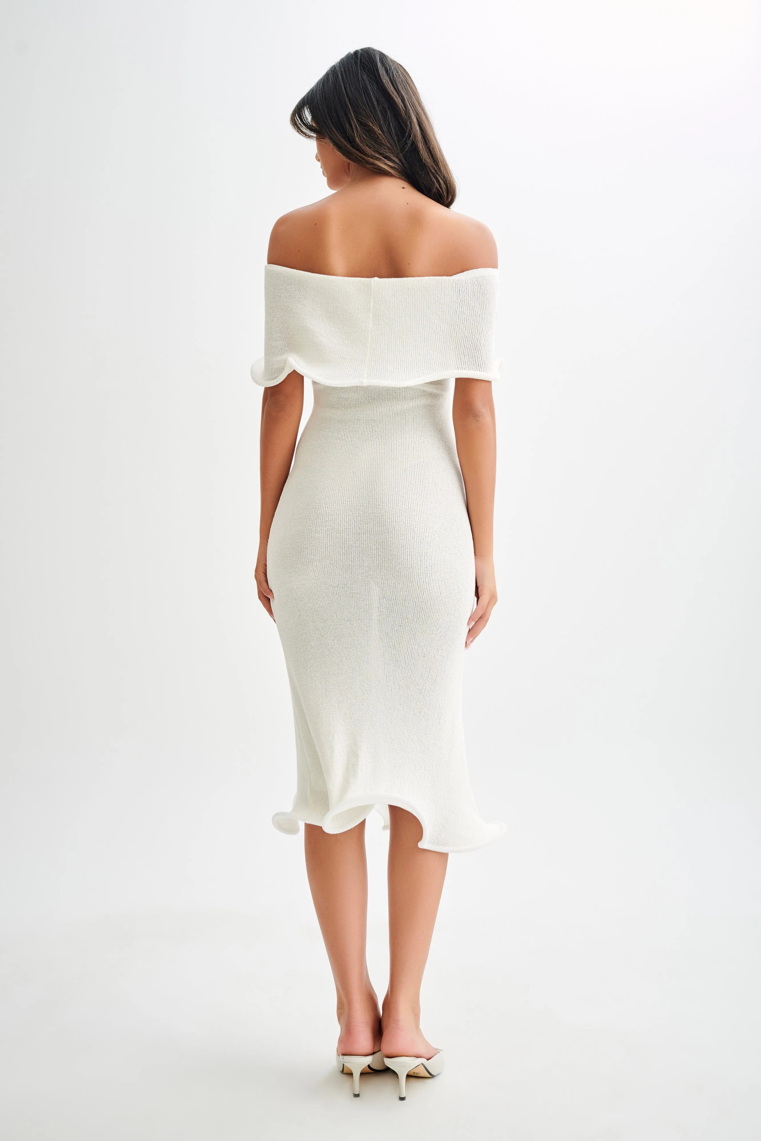 Molly Off Shoulder Knit Midi Dress - Ivory sold by Meshki product image thumbnail 2