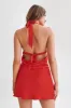 Aimee Halter Mini Dress - Red sold by Meshki