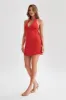 Aimee Halter Mini Dress - Red sold by Meshki