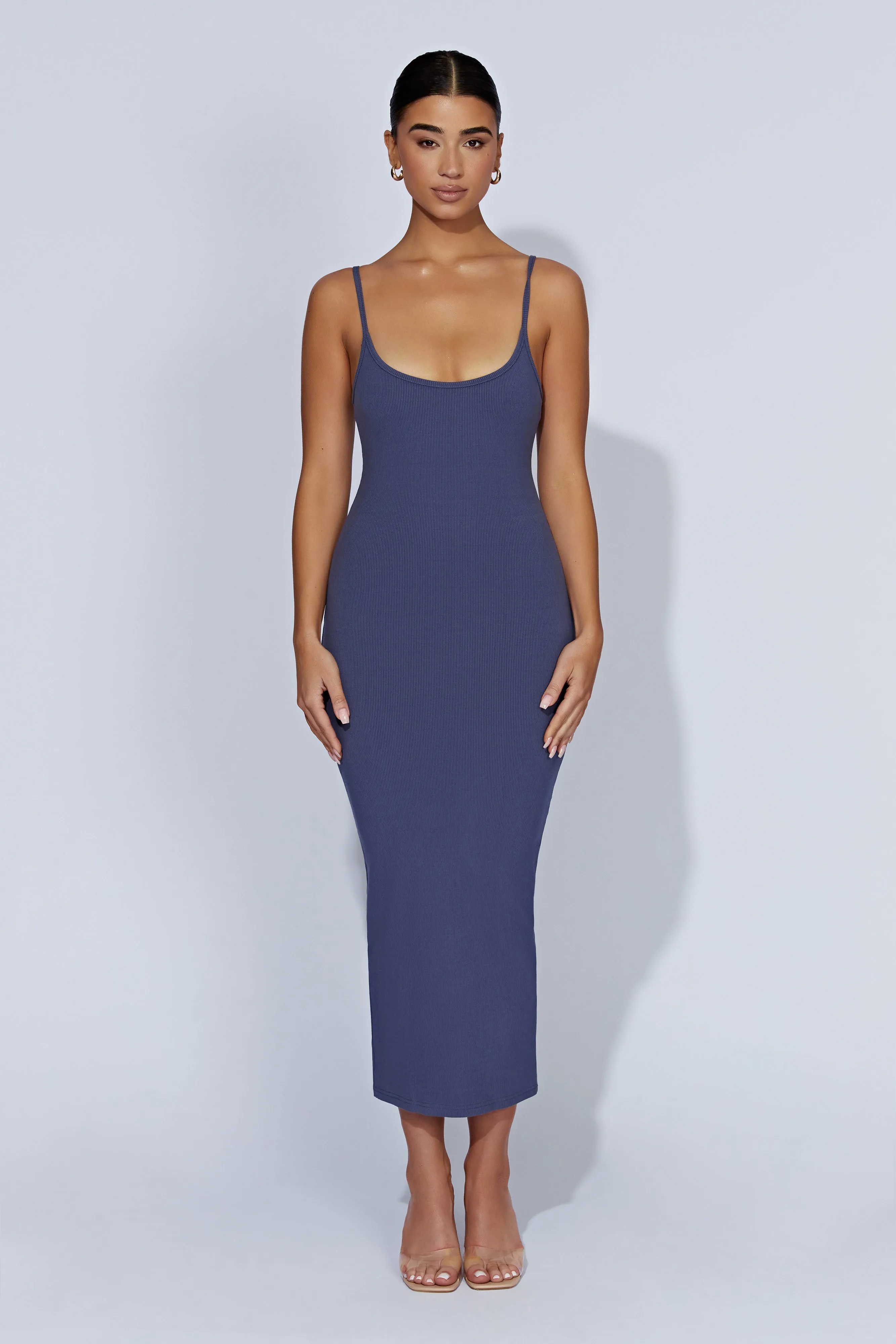 Alexis Ribbed Cami Midi Dress - Midnight Navy sold by Meshki product image thumbnail 5
