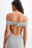Arna Off Shoulder Diamante Maxi Dress - Silver sold by Meshki