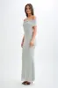 Arna Off Shoulder Diamante Maxi Dress - Silver sold by Meshki