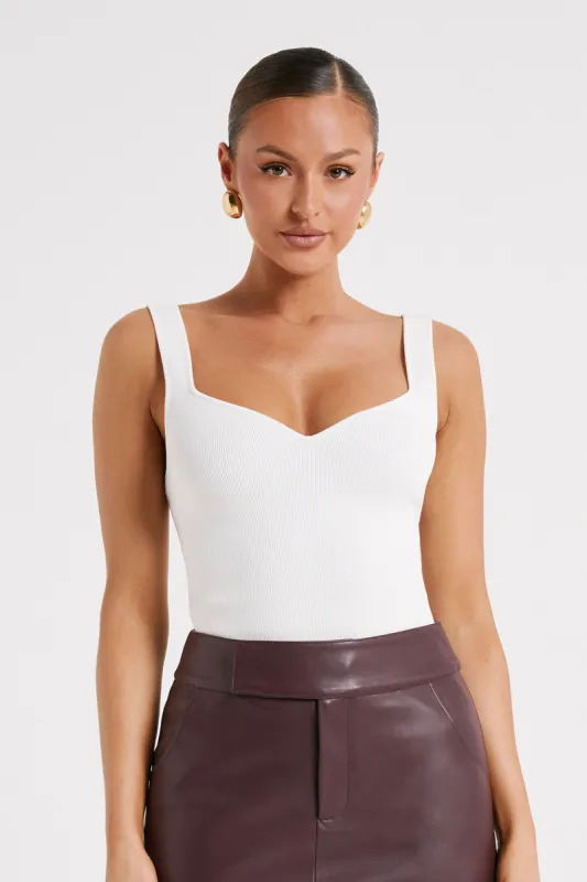 Amoura Sweetheart Long Line Top - White sold by Meshki