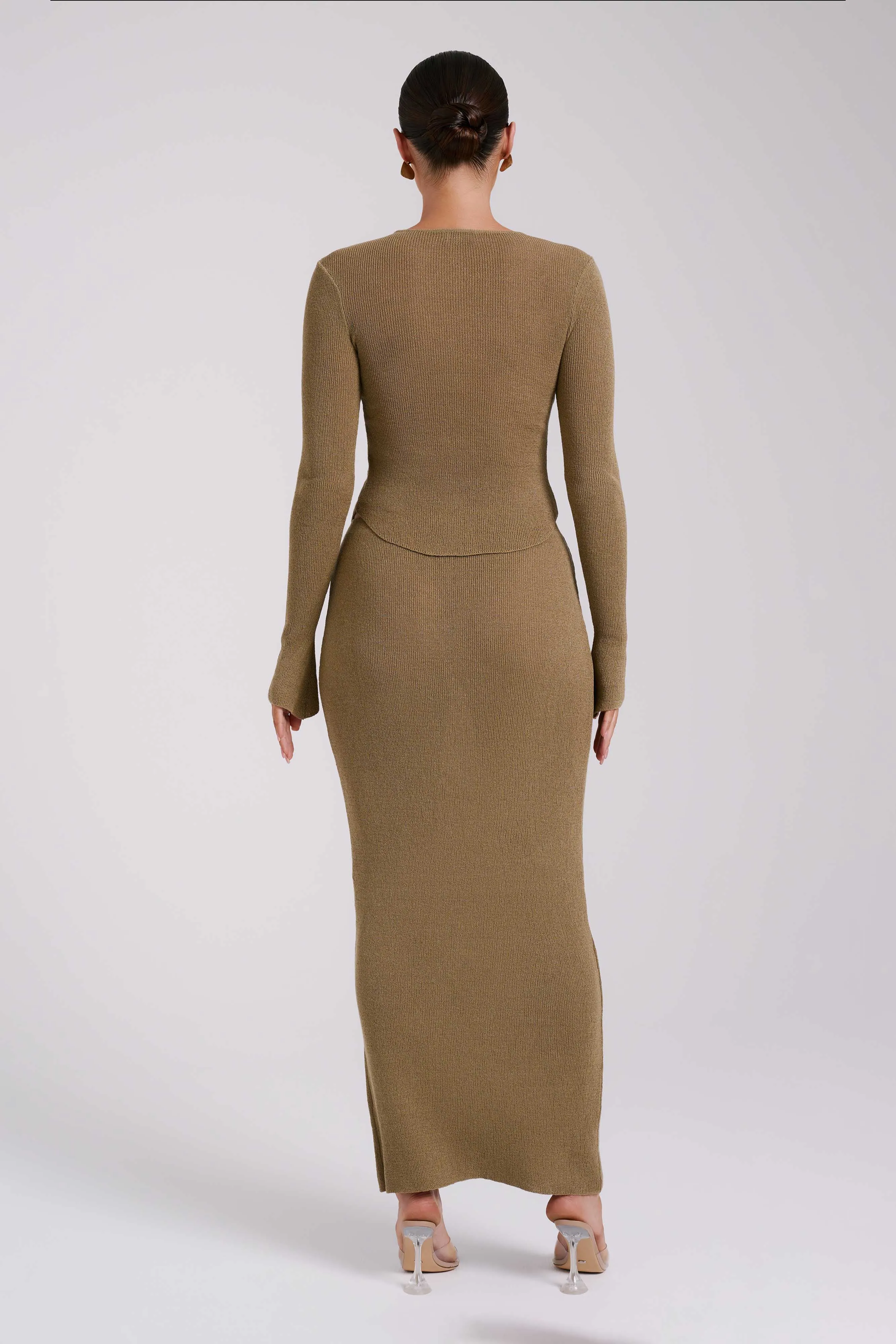 Maribelle Knit Maxi Skirt - Olive sold by Meshki product image thumbnail 5