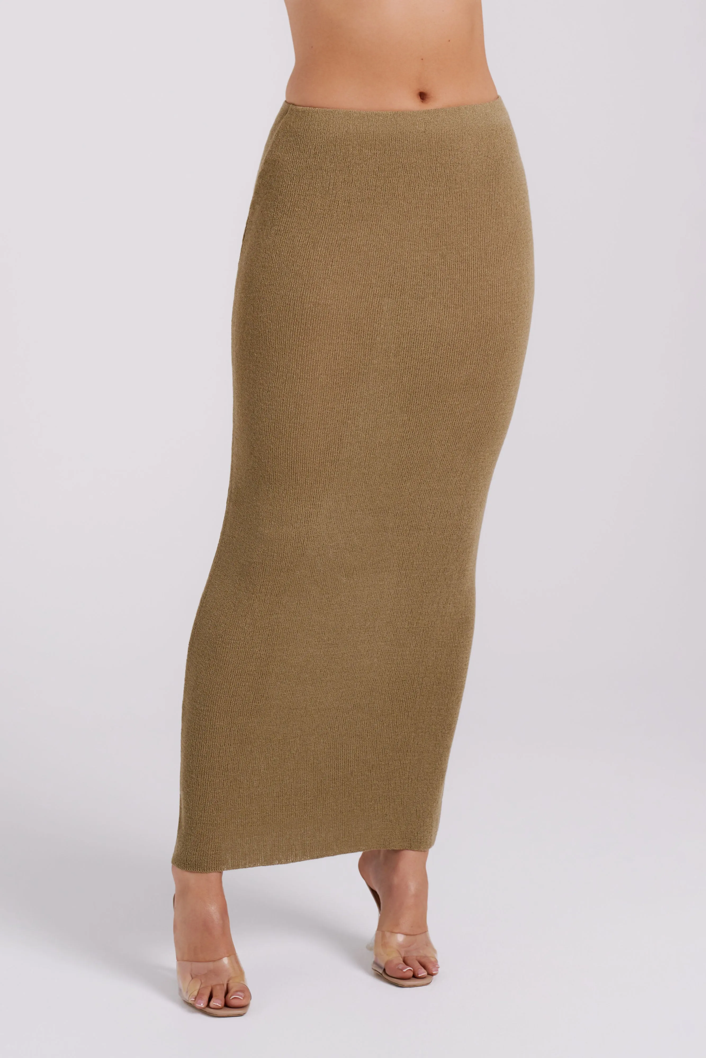 Maribelle Knit Maxi Skirt - Olive sold by Meshki product image thumbnail 2
