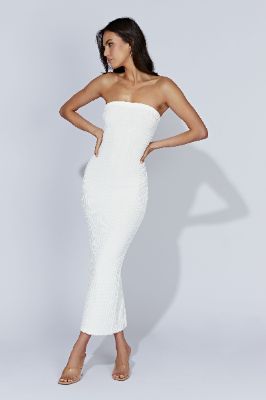 Imani Strapless Knit Maxi Dress - White sold by Meshki