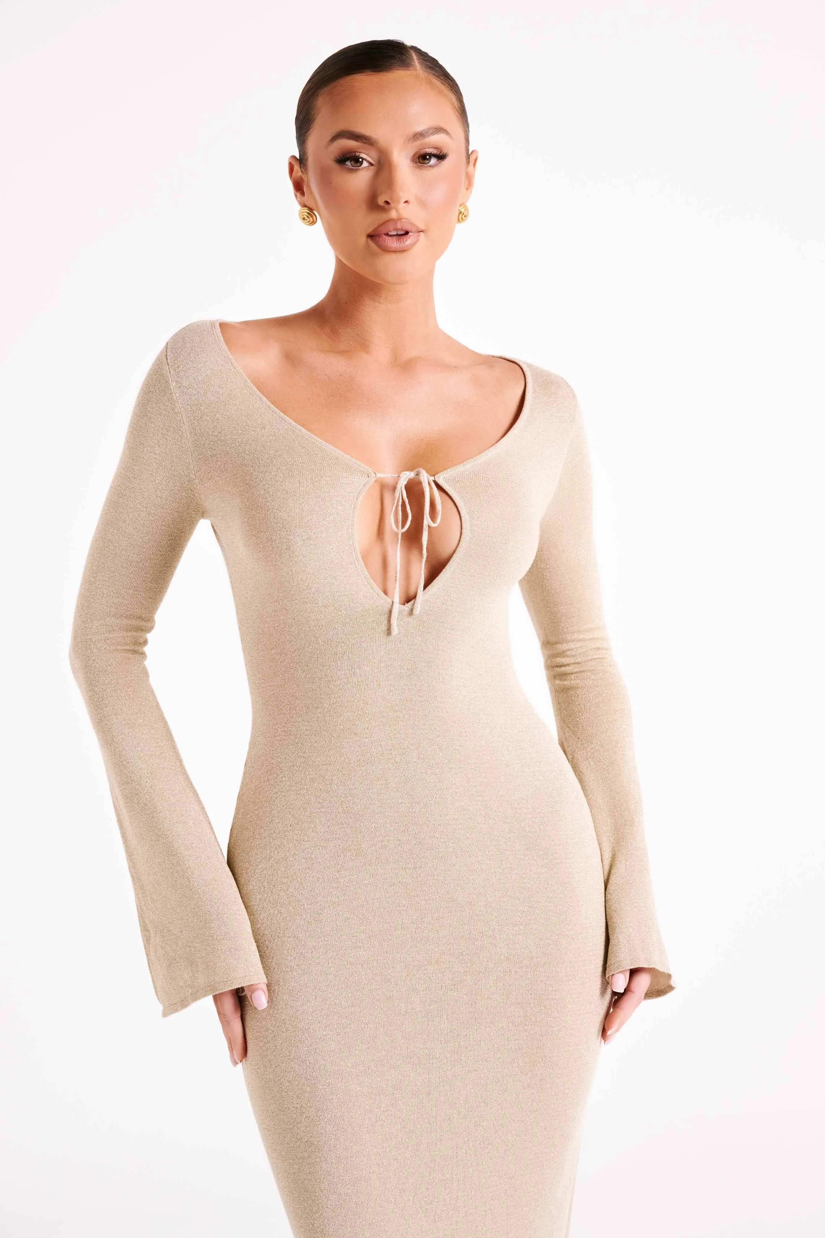 Kamila Long Sleeve Midi Dress - Gold sold by Meshki product image thumbnail 5