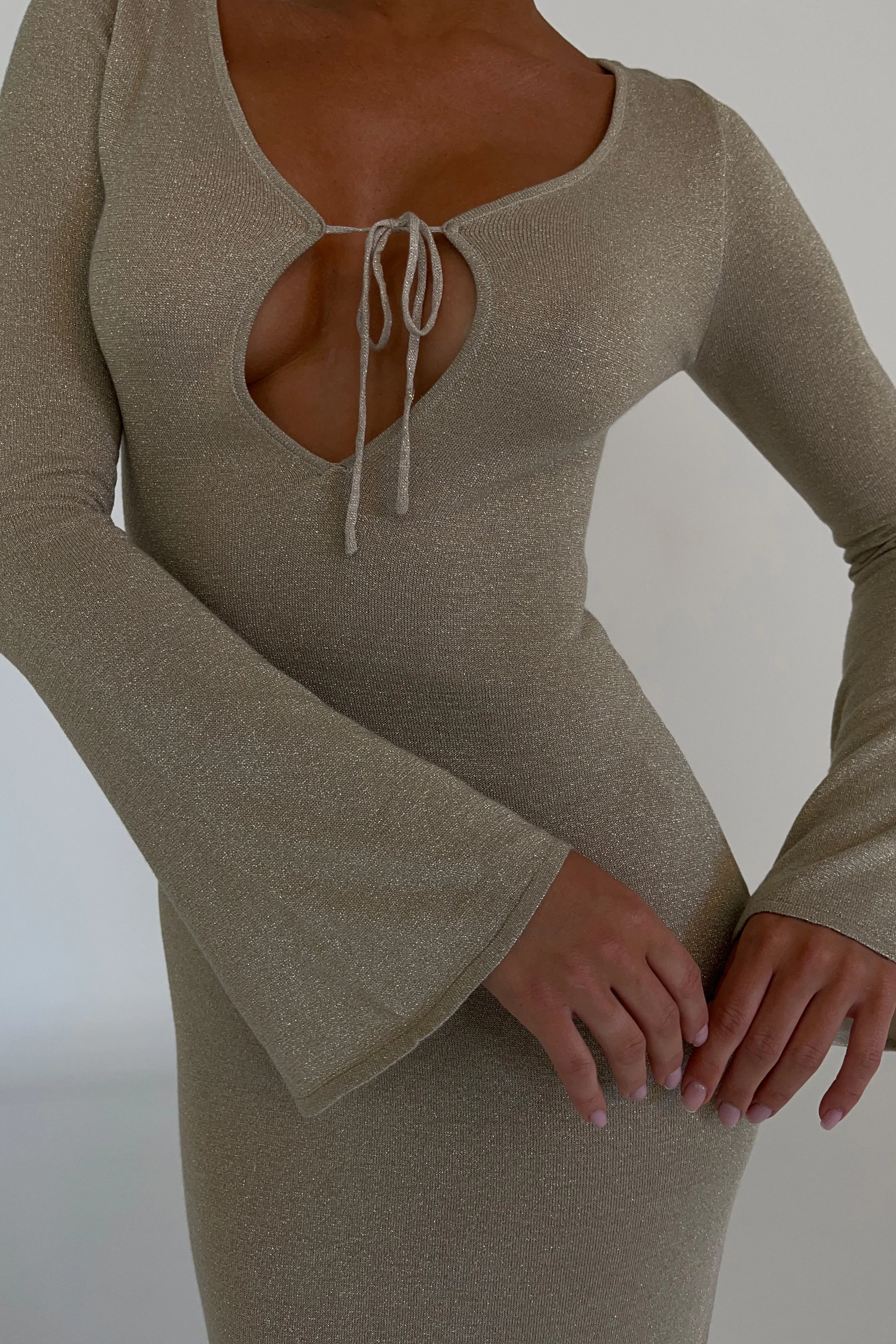 Kamila Long Sleeve Midi Dress - Gold sold by Meshki product image thumbnail 2