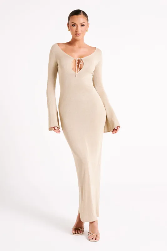Kamila Long Sleeve Midi Dress - Gold sold by Meshki
