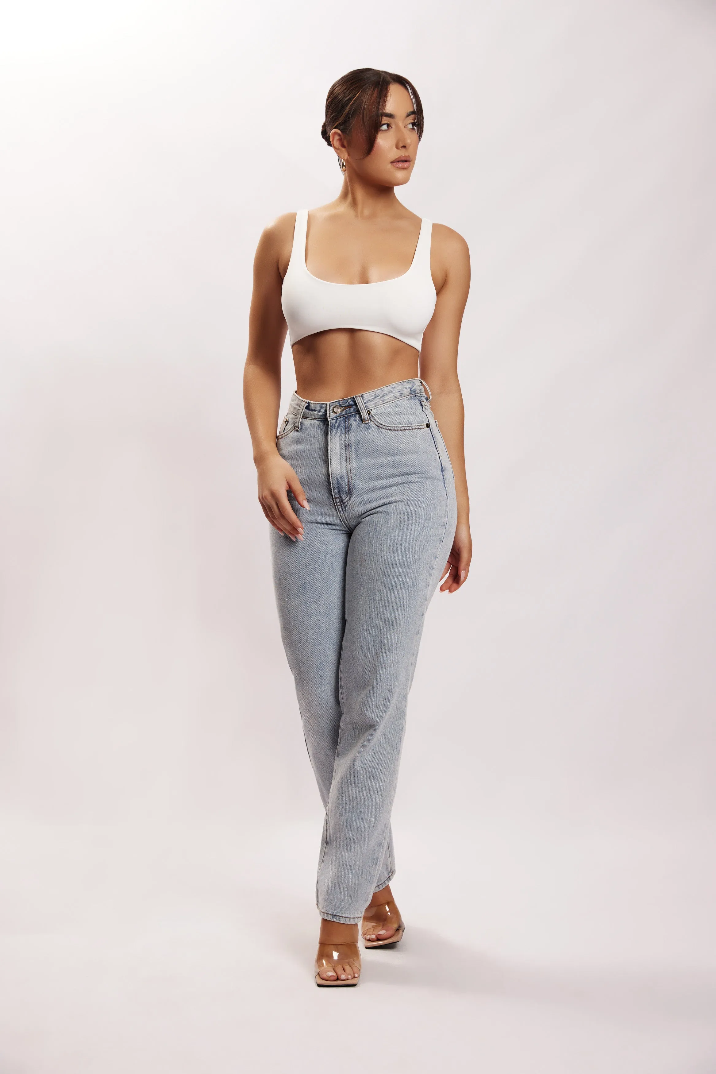 Jemma Scoop Neck Super Crop Top - White sold by Meshki product image thumbnail 5