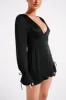 Rosario Long Sleeve Mini Dress - Black sold by Meshki