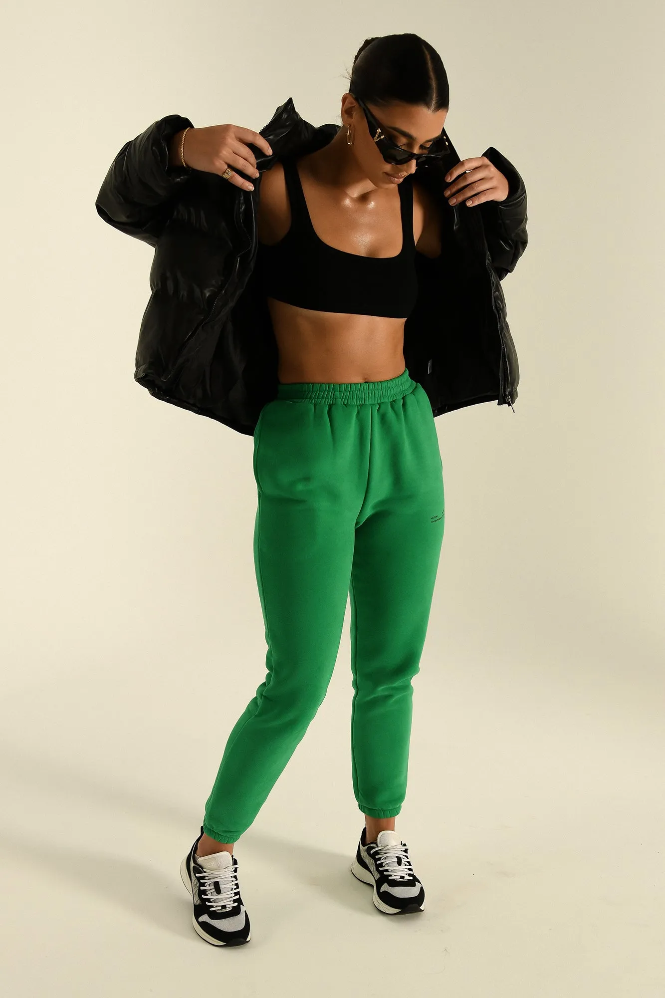 Camille Oversized Fleeceback Jogger - Bright Green sold by Meshki