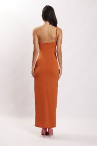 Sami Cut Out Midi Dress With Hardware - Burnt Orange sold by Meshki