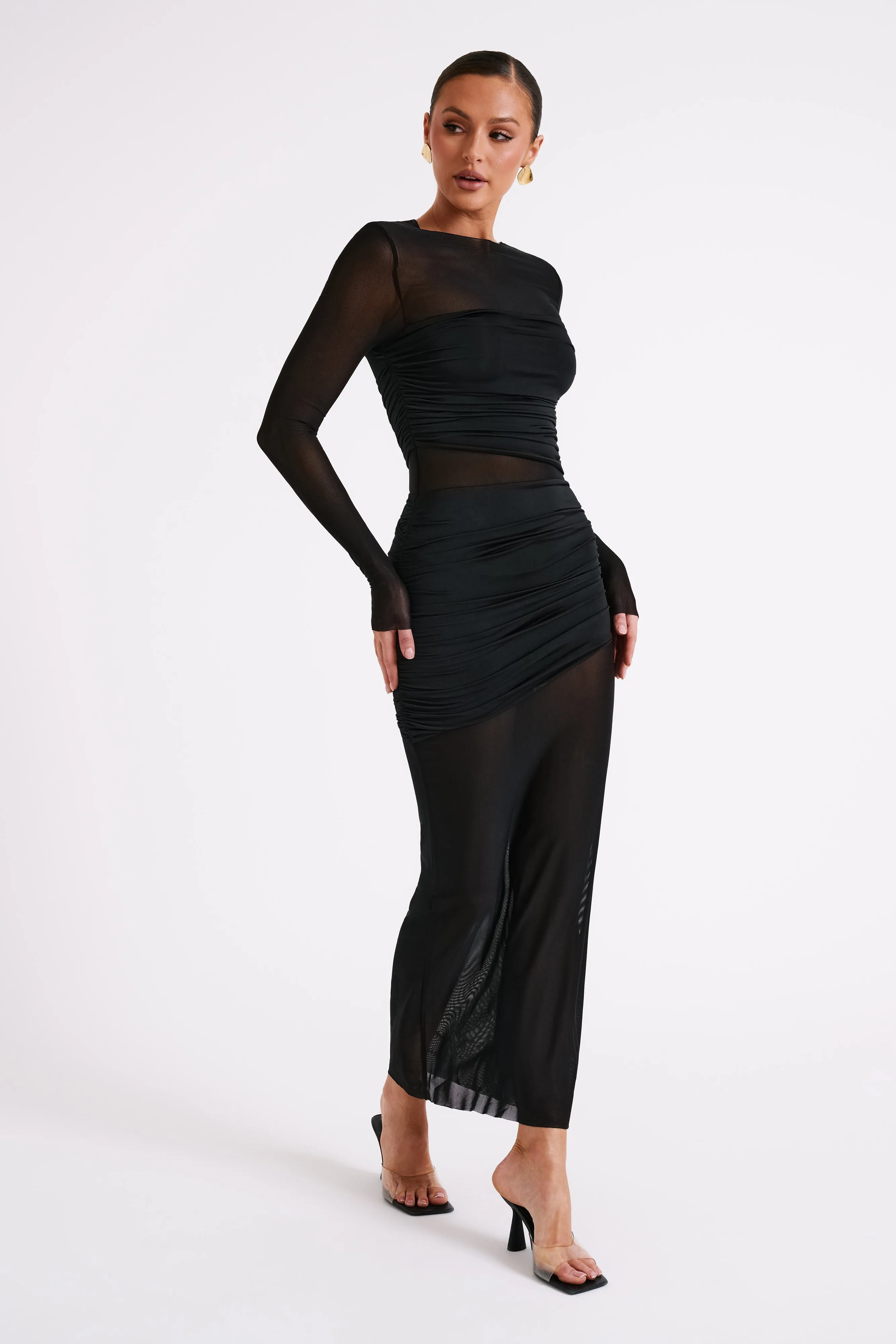 Kate Mesh And Nylon Maxi Dress - Black sold by Meshki product image thumbnail 4