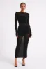 Kate Mesh And Nylon Maxi Dress - Black sold by Meshki