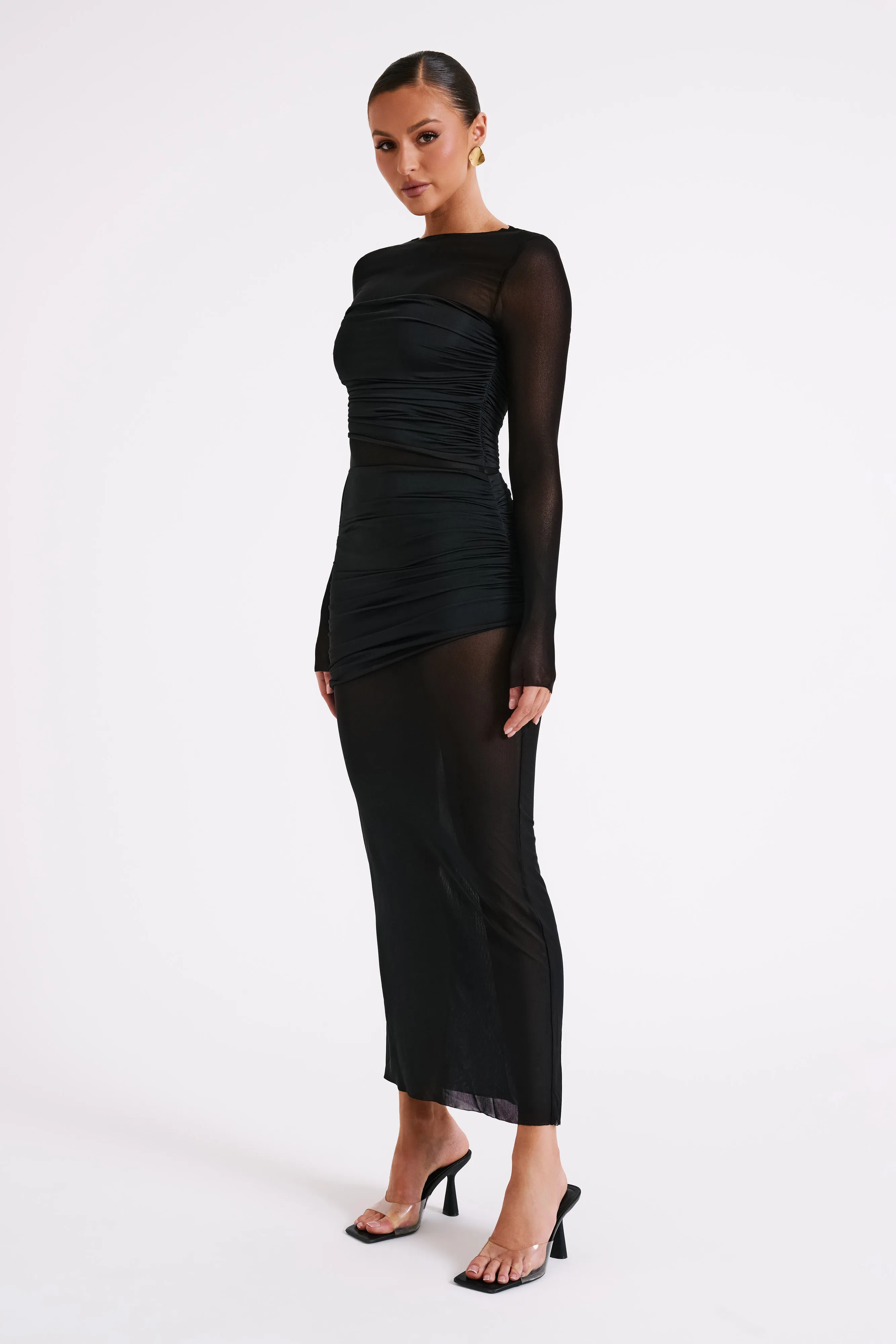 Kate Mesh And Nylon Maxi Dress - Black sold by Meshki product image thumbnail 5