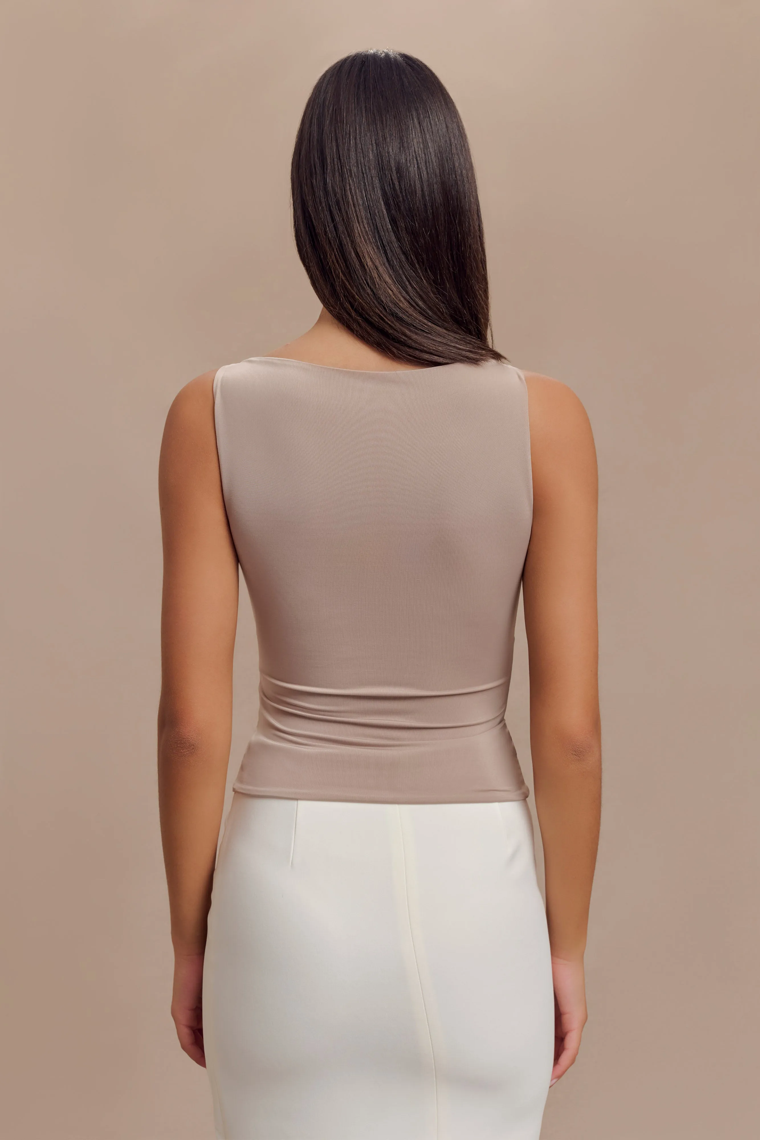 Tiarna Slinky Ruched Top - Taupe sold by Meshki product image thumbnail 2