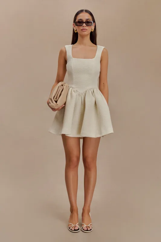 Jennifer Boucle Mini Dress - Ivory sold by Meshki