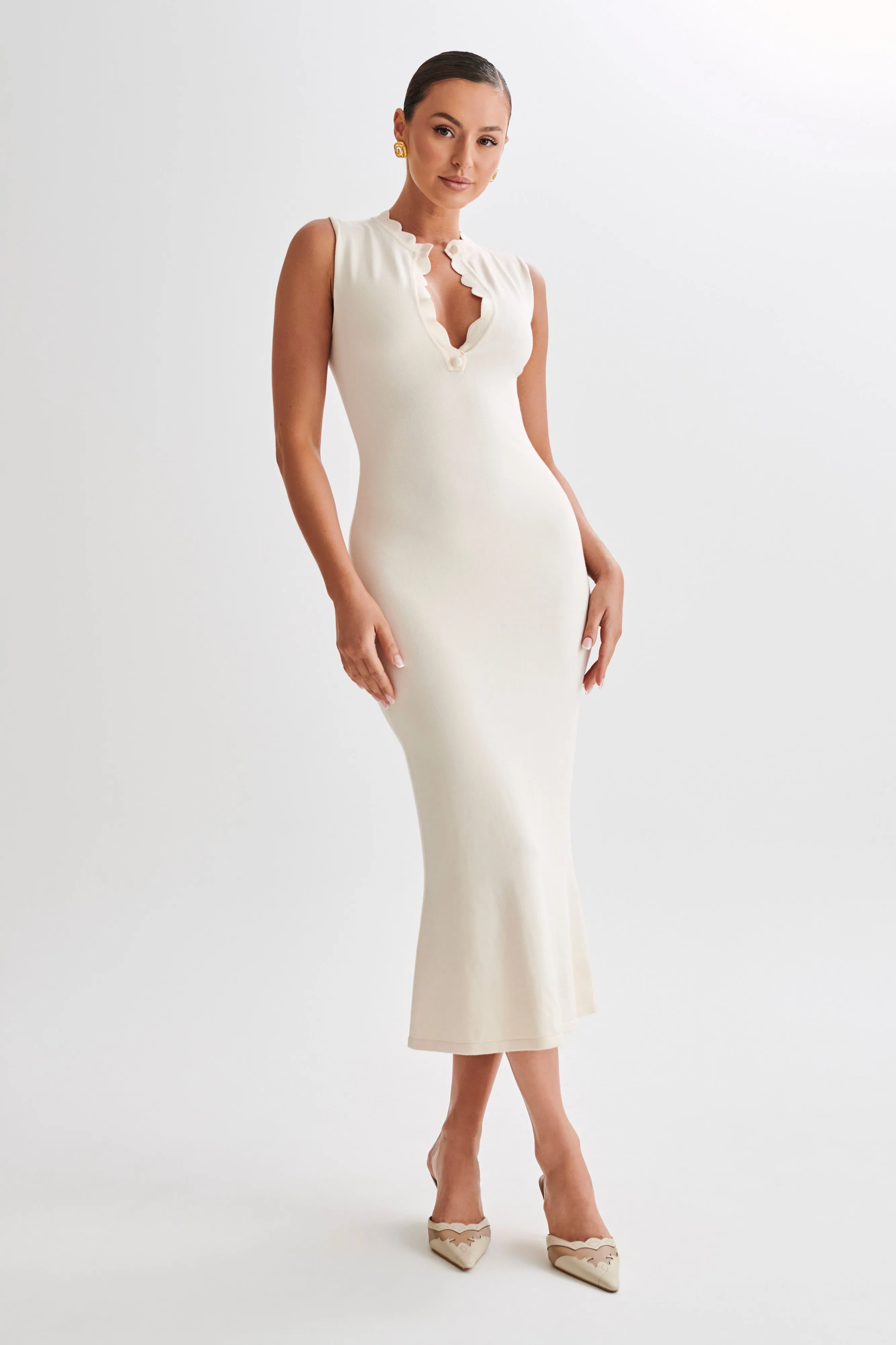 Korva Knit Midi Dress - Ivory | Parallel