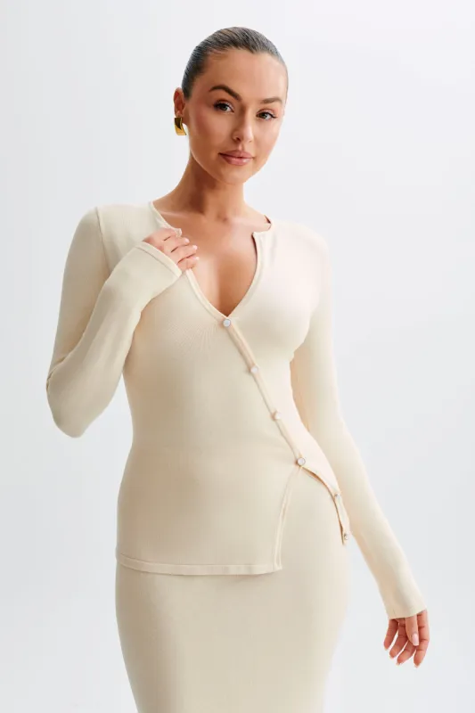 Maisie Asymmetrical Knit Top - Cream sold by Meshki