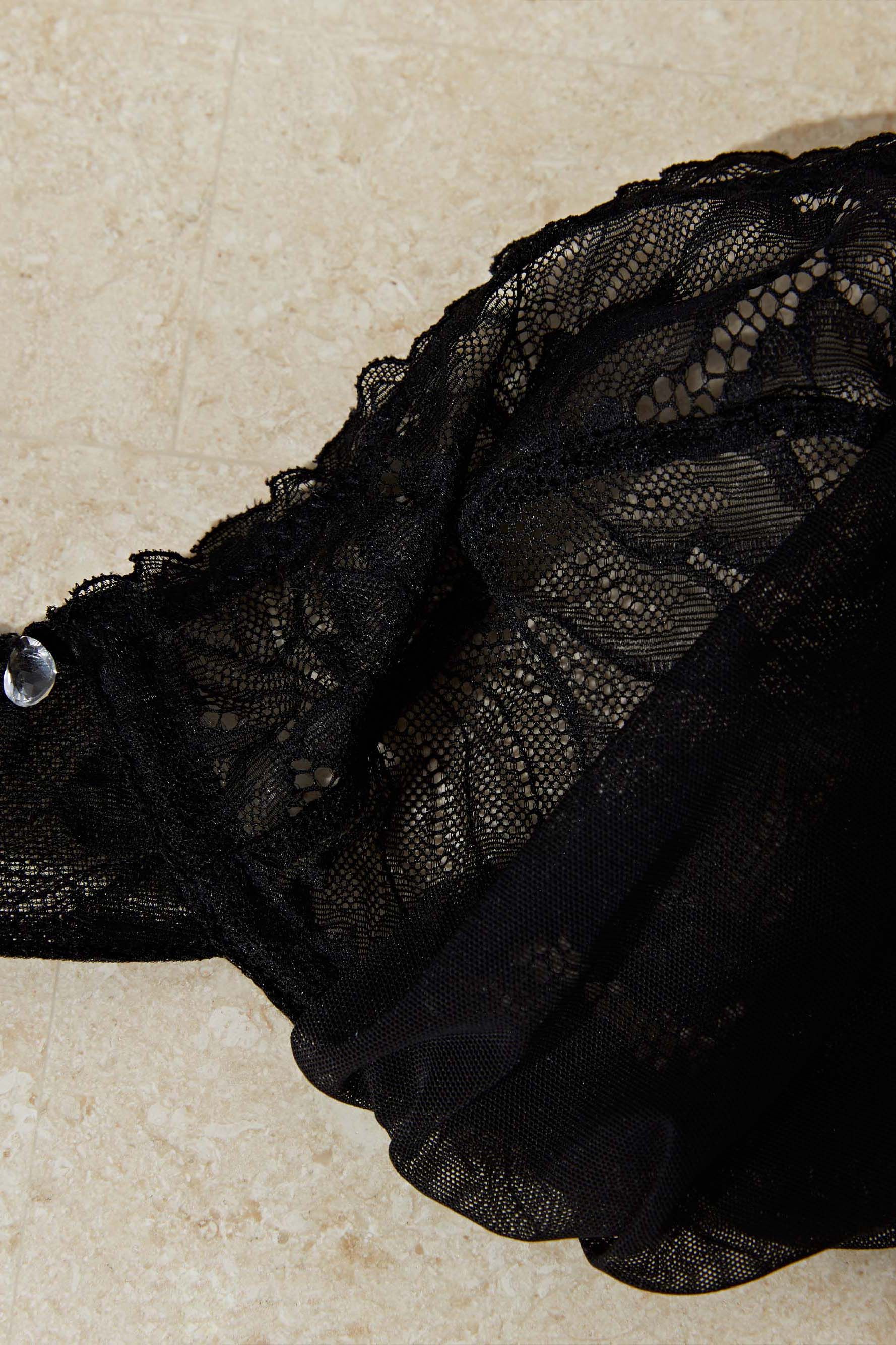 Portia Lace Tulle Balconette Bra - Black sold by Meshki product image thumbnail 8