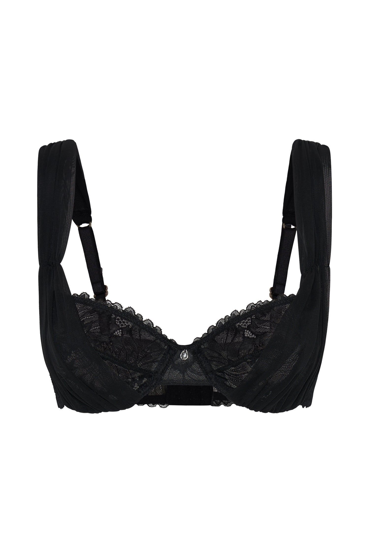 Portia Lace Tulle Balconette Bra - Black sold by Meshki product image thumbnail 9
