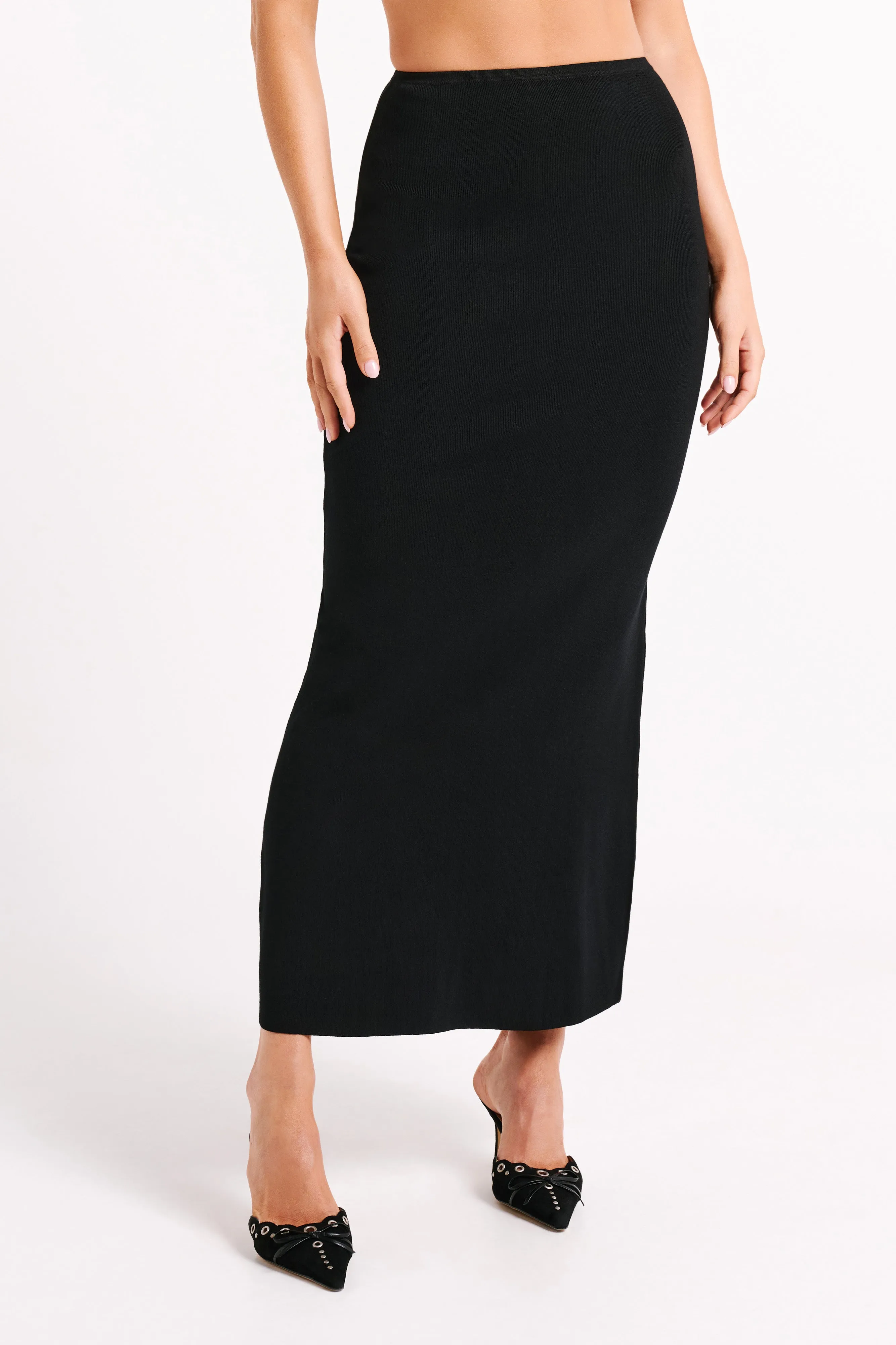 Avani Mid Rise Knit Maxi Skirt - Black sold by Meshki product image thumbnail 2