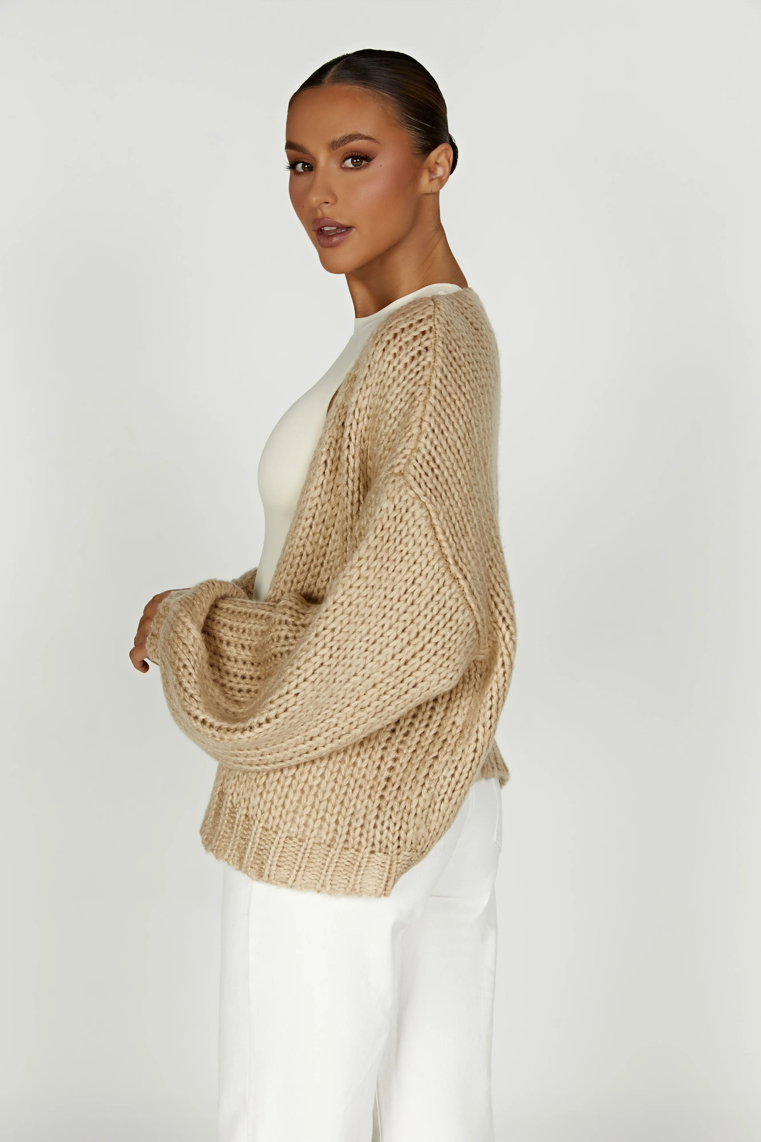 Irina Chunky Knit Cardigan - Taupe sold by Meshki product image thumbnail 4