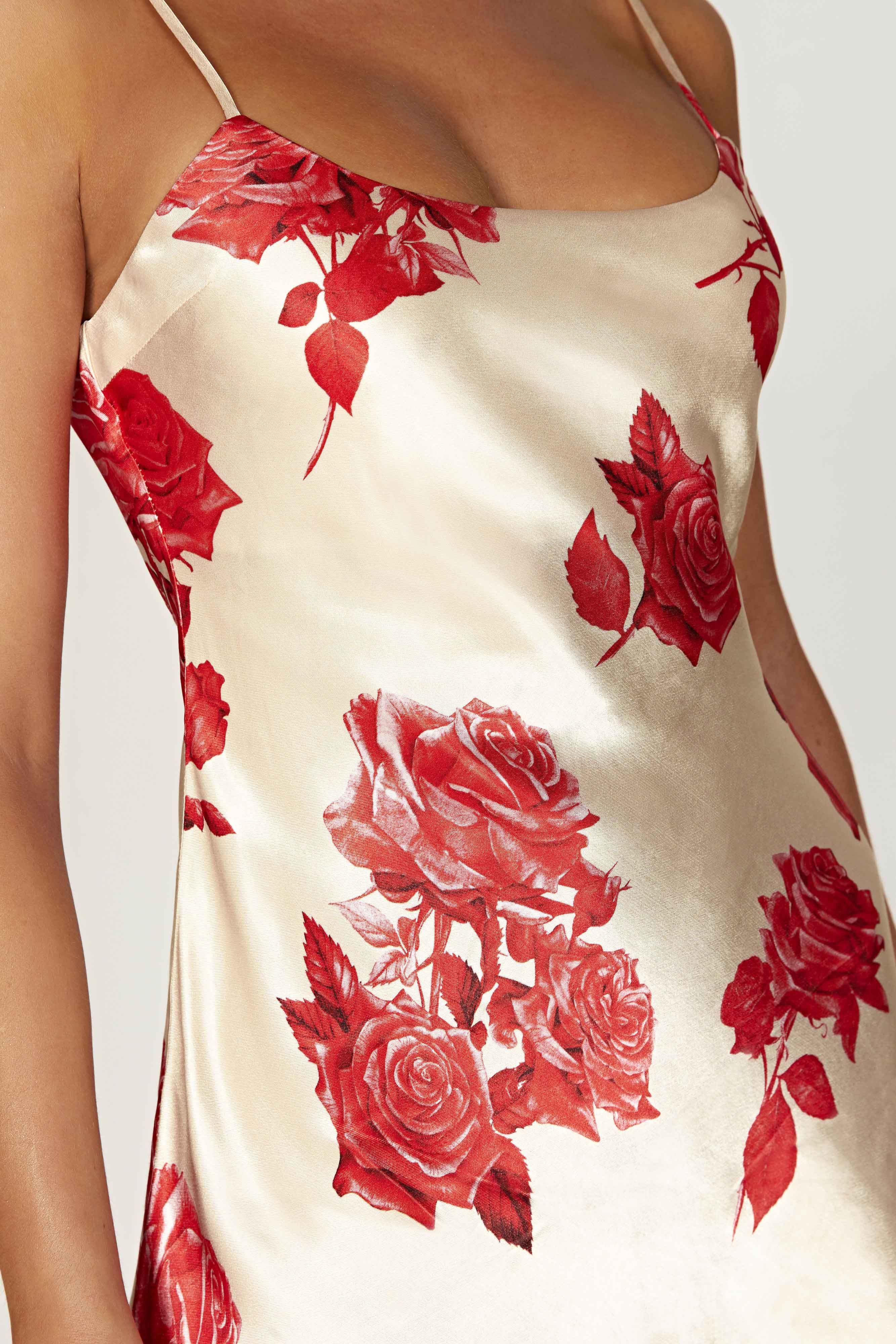 Valentina Satin Mini Dress - Rose Print sold by Meshki product image thumbnail 5