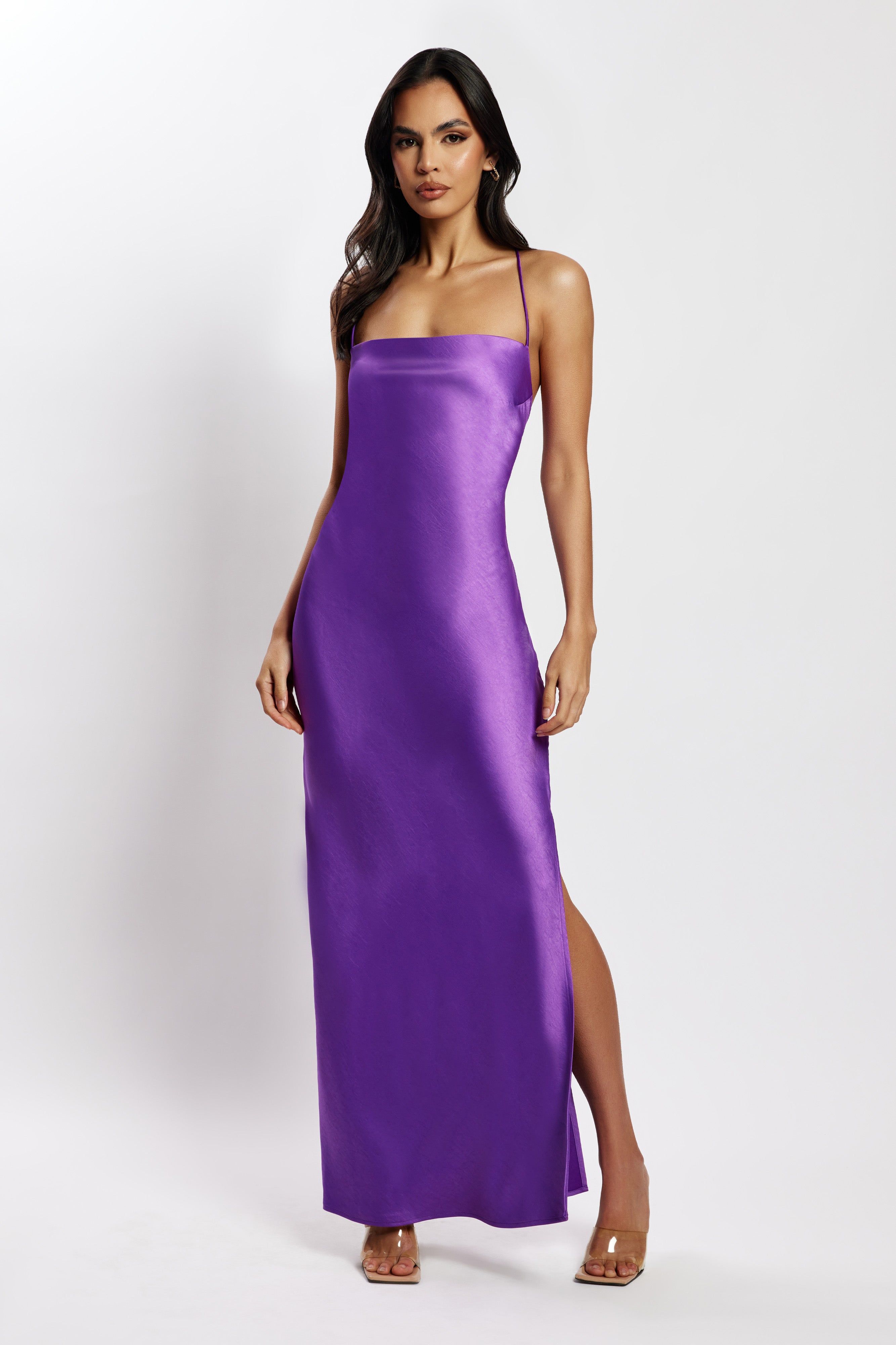 Sydney Straight Neck Slip Maxi Dress - Purple sold by Meshki product image thumbnail 2