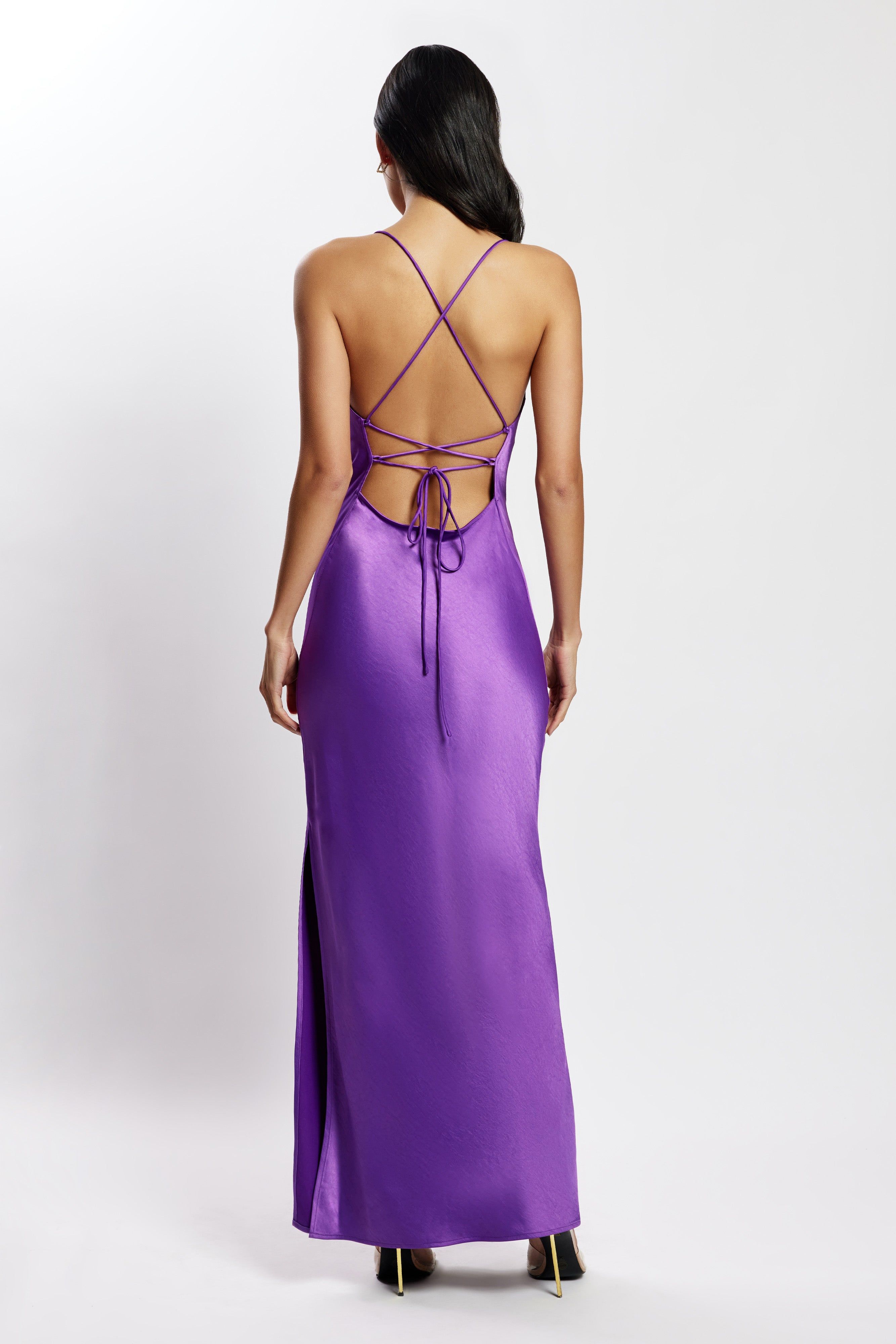 Sydney Straight Neck Slip Maxi Dress - Purple sold by Meshki product image thumbnail 3