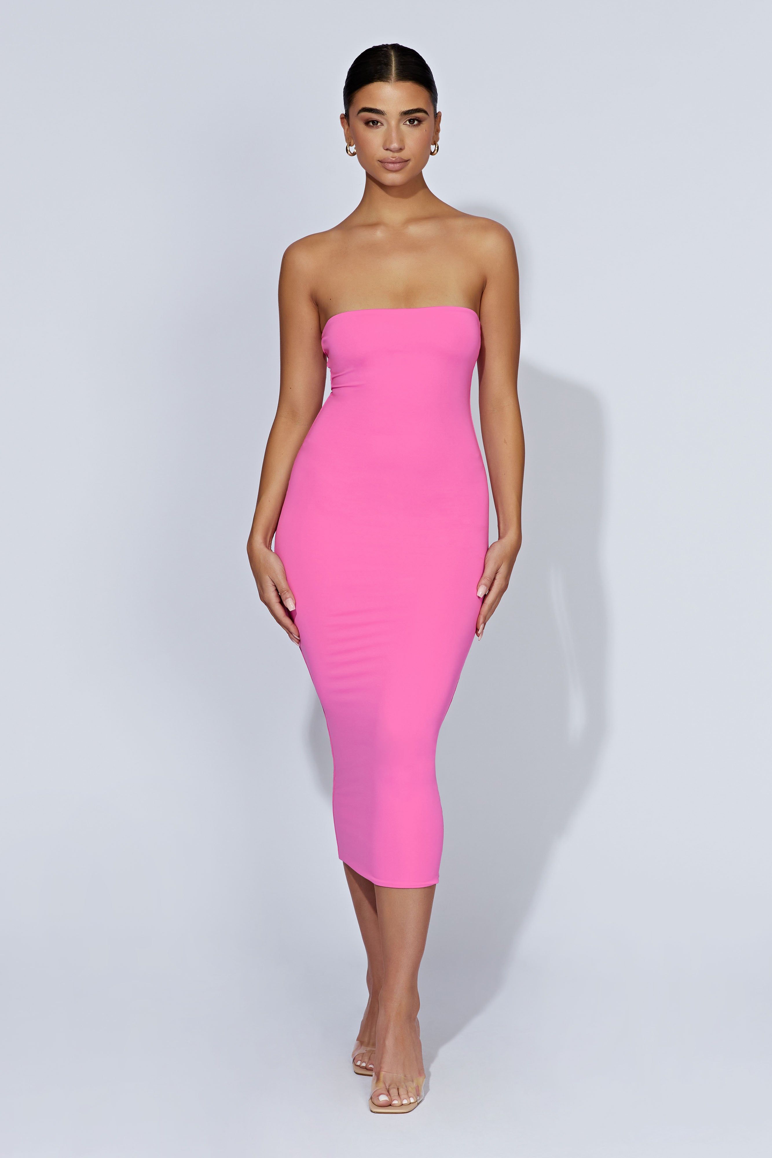 Cassidy Strapless Midi Dress - Bubblegum Pink sold by Meshki product image thumbnail 5