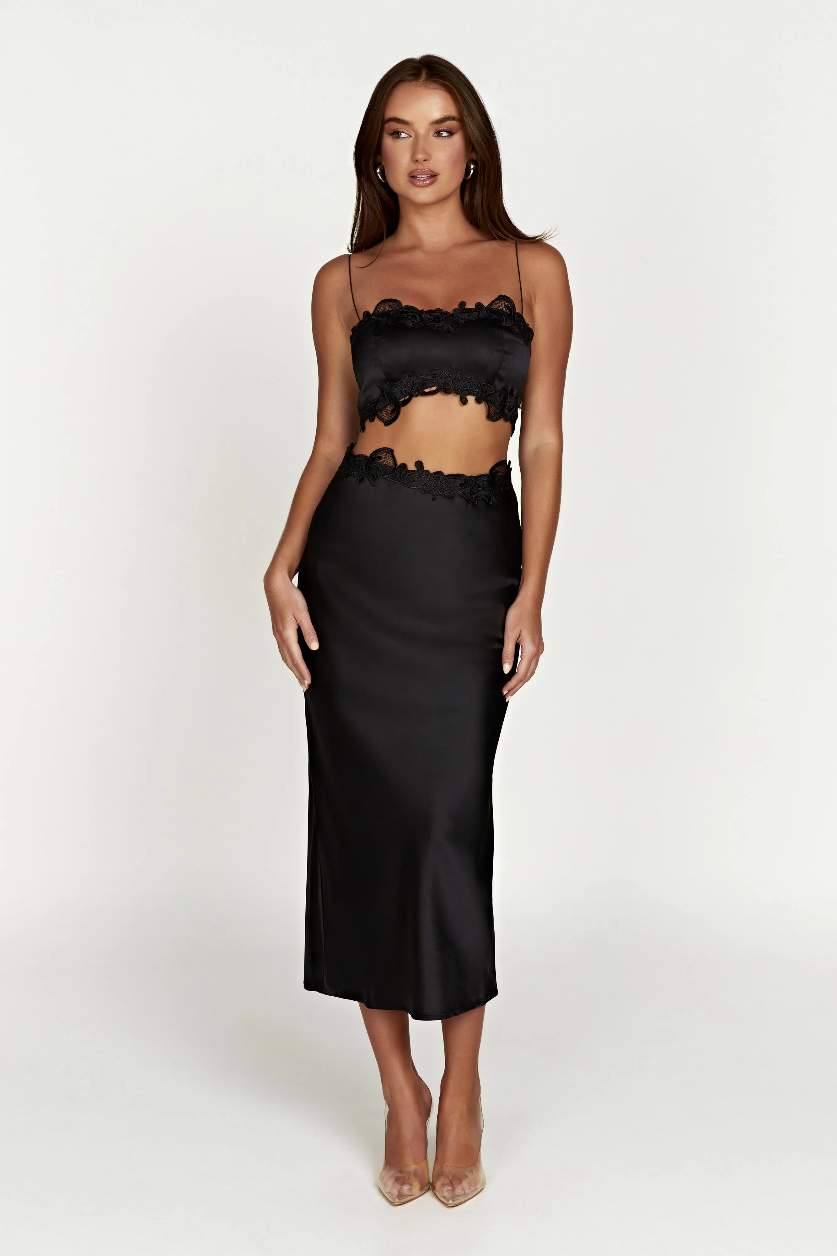 Anika Micro Crop Top With Lace - Black sold by Meshki product image thumbnail 3