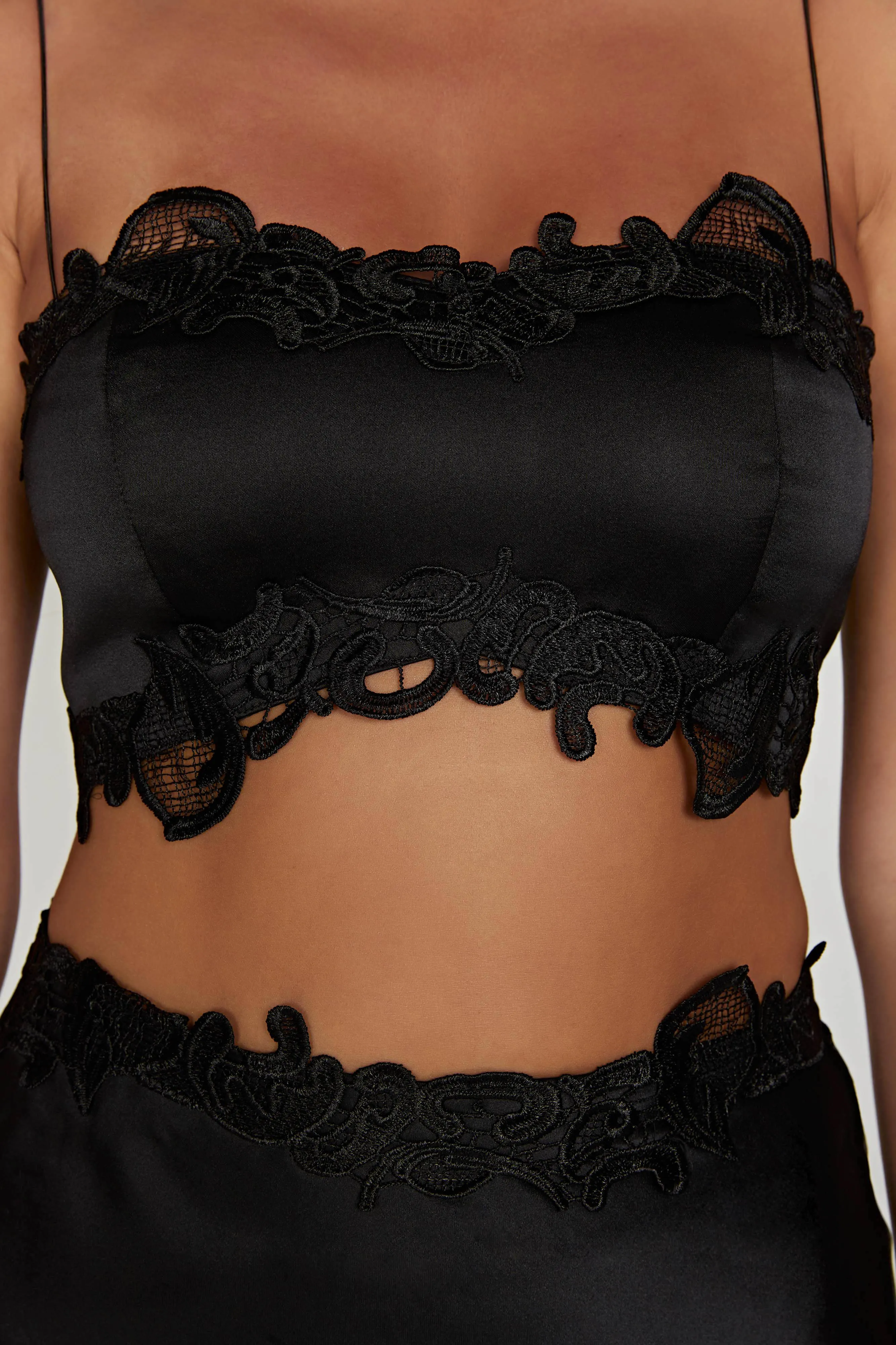 Anika Micro Crop Top With Lace - Black sold by Meshki product image thumbnail 4