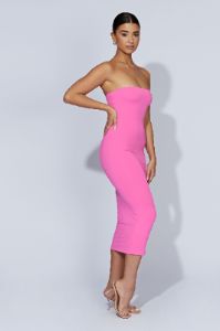 Cassidy Strapless Midi Dress - Bubblegum Pink sold by Meshki