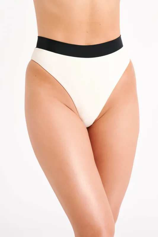 Giulia Recycled Contrast Bikini Bottom - Ivory sold by Meshki