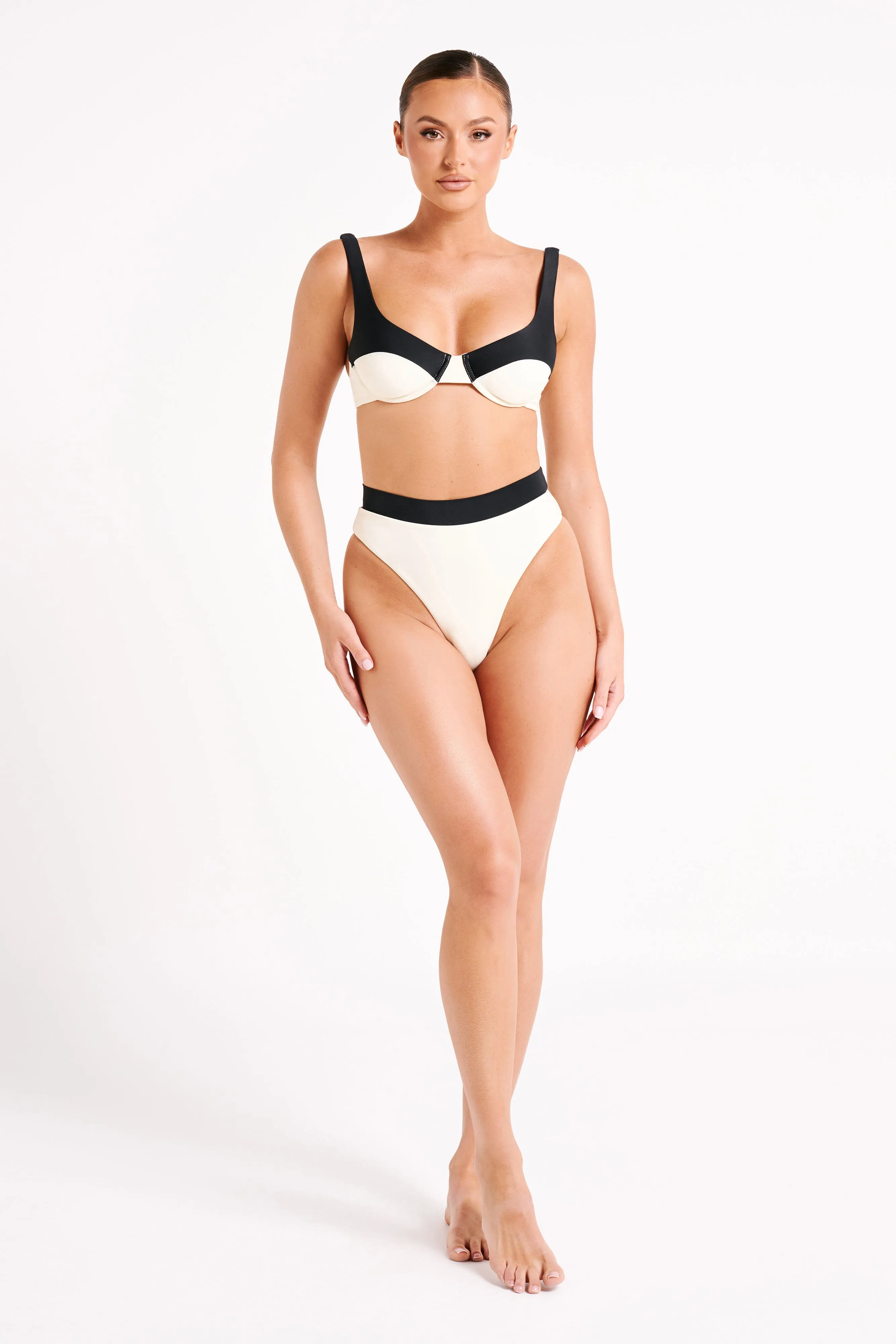 Giulia Recycled Contrast Bikini Bottom - Ivory sold by Meshki product image thumbnail 5